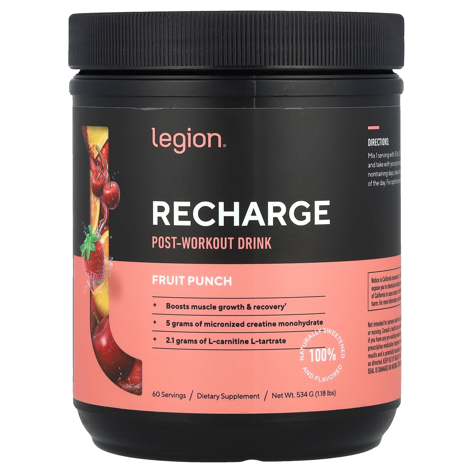 Foto 1 | Bebida Para Después Del Entrenamiento Legion Athletics Recharge Fruit Punch 240 G - Venta Internacional.