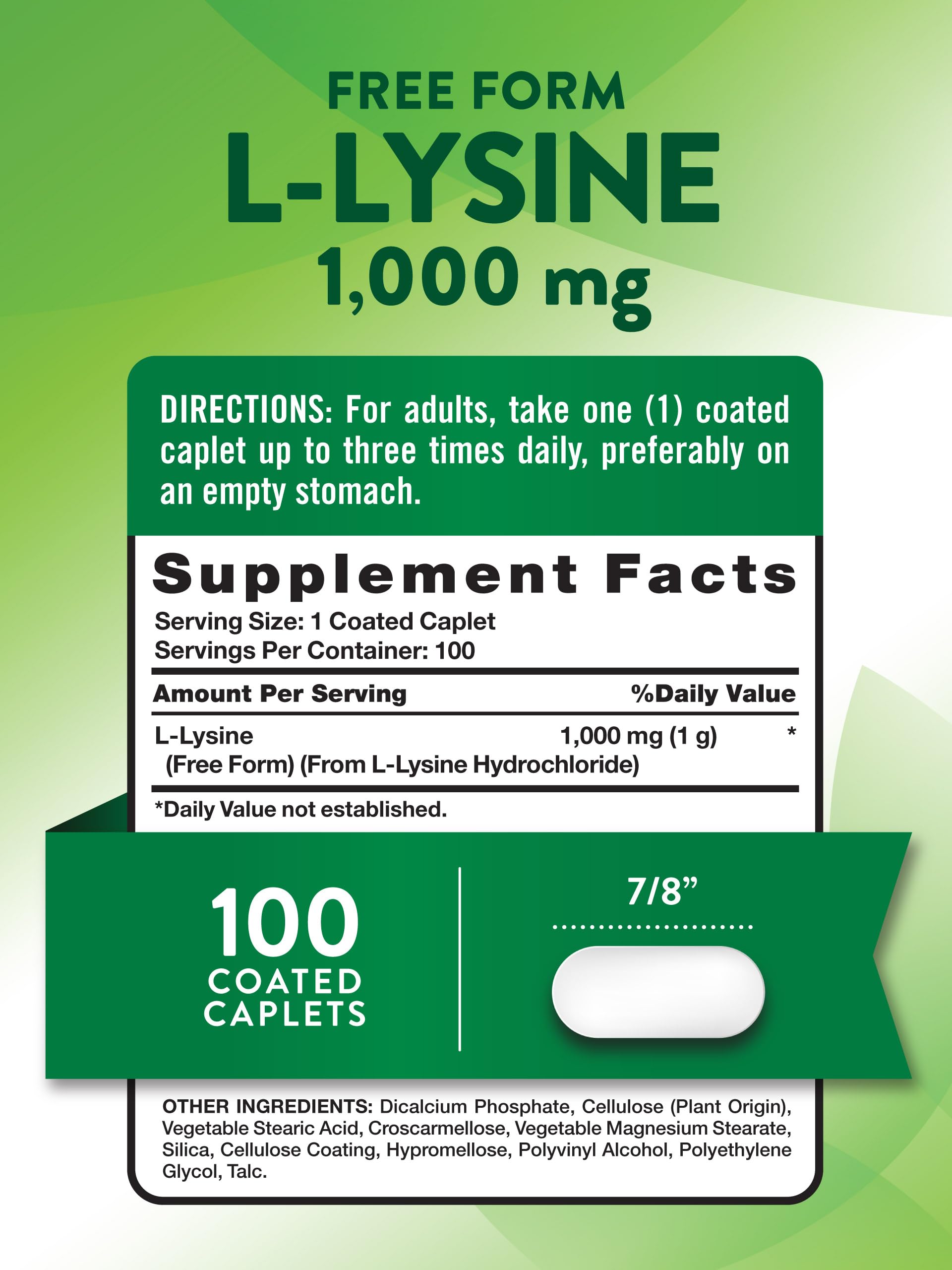 Foto 3 pulgar | Suplemento Nature's Truth L Lisina 1000 Mg 100 Comprimidos - Venta Internacional.