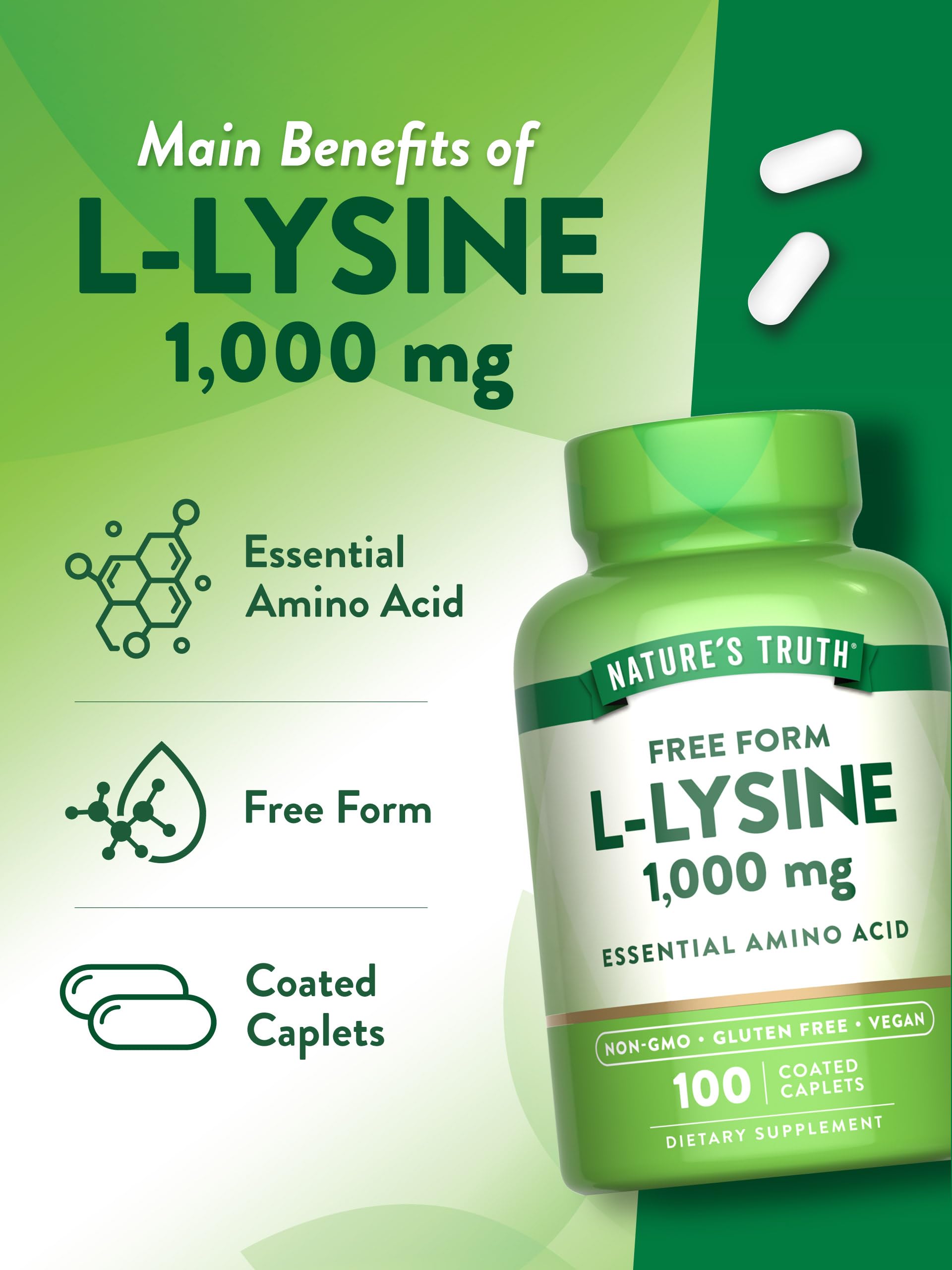 Foto 6 pulgar | Suplemento Nature's Truth L Lisina 1000 Mg 100 Comprimidos - Venta Internacional.