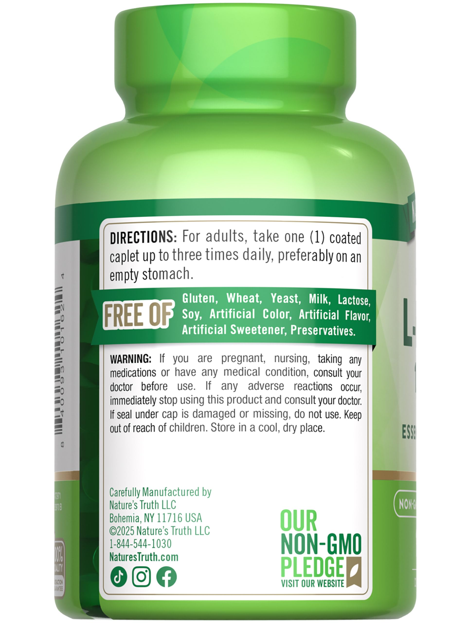 Foto 8 pulgar | Suplemento Nature's Truth L Lisina 1000 Mg 100 Comprimidos - Venta Internacional.