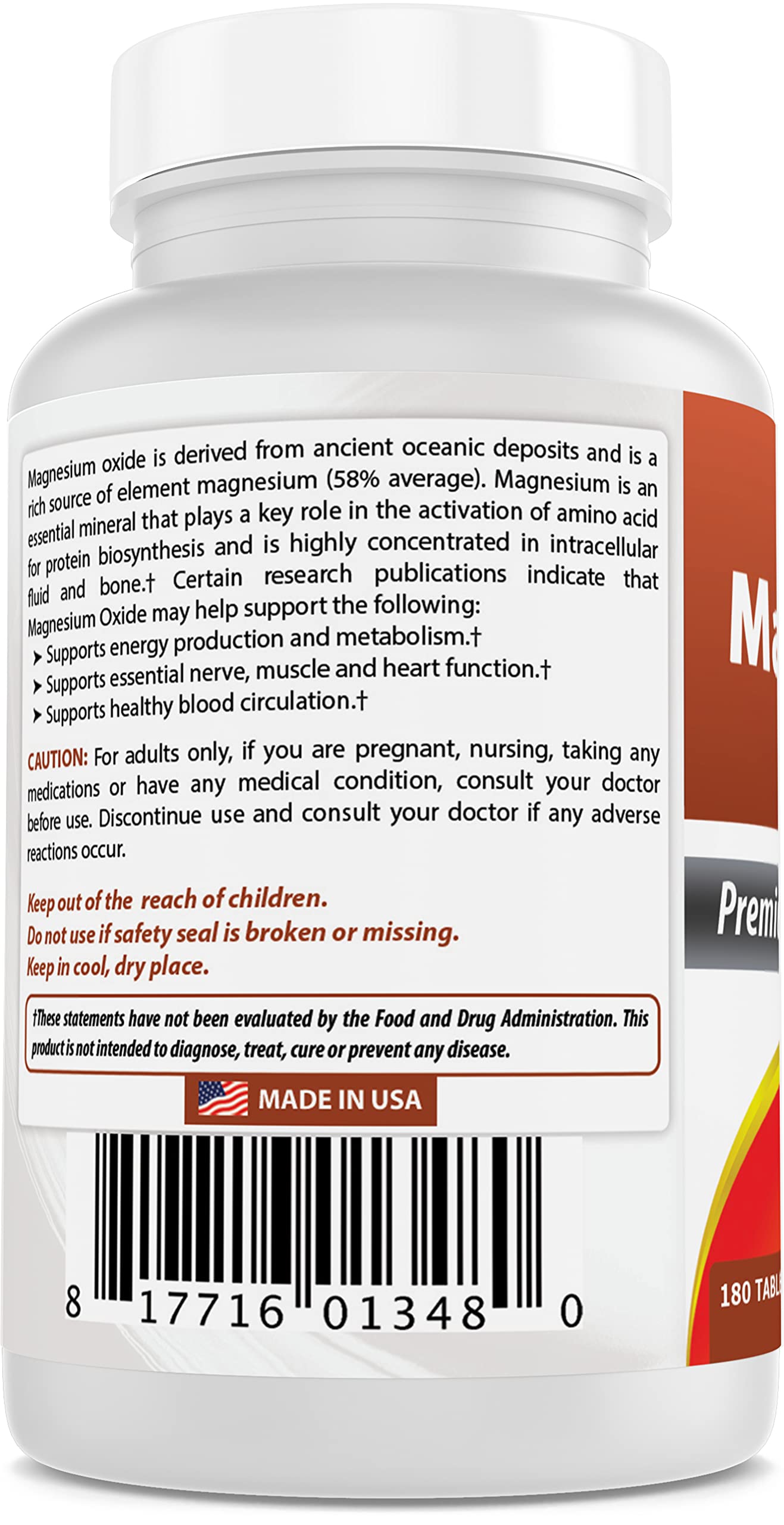 Foto 7 pulgar | Suplemento Best Naturals De Óxido De Magnesio 500 Mg 180 Comprimidos - Venta Internacional.