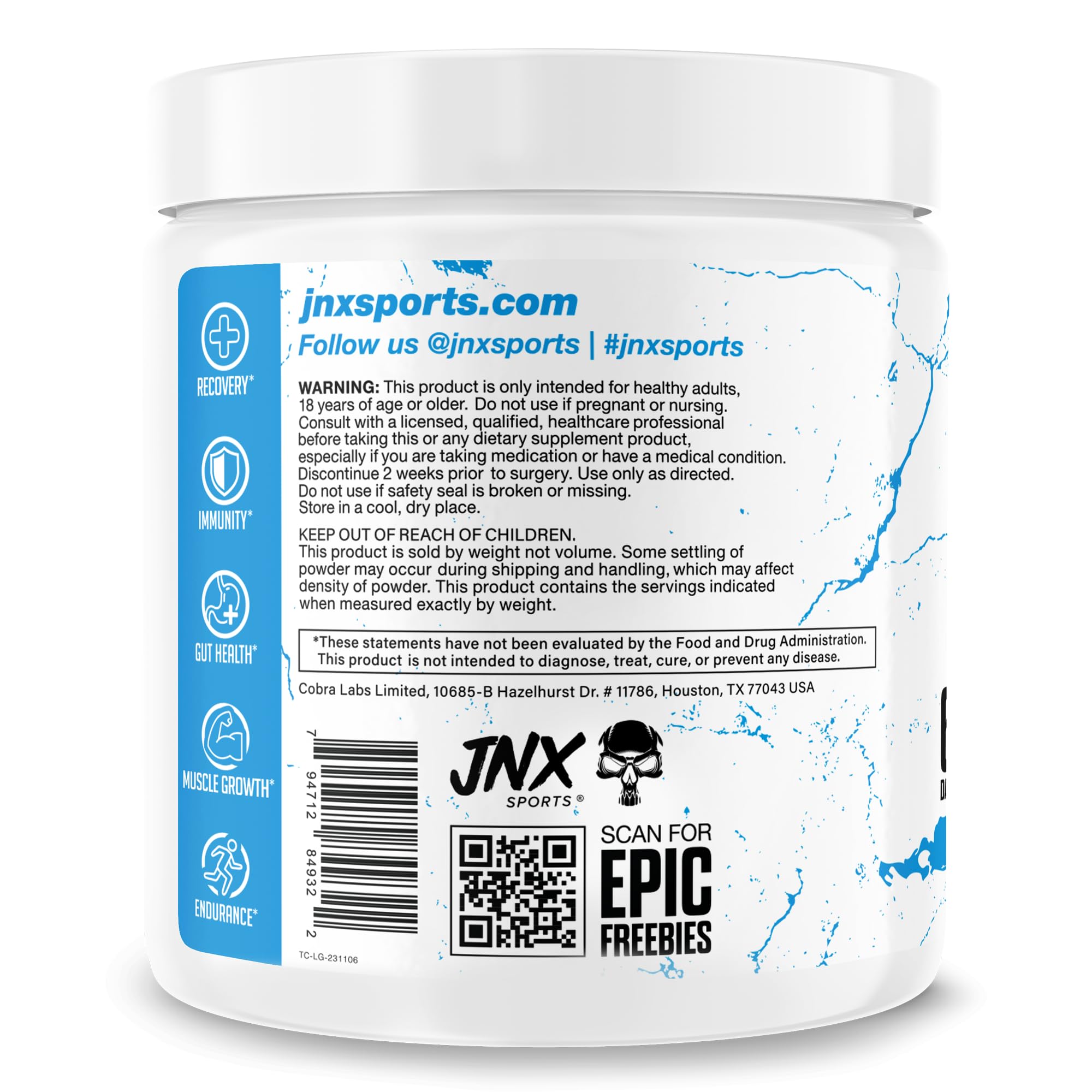 Foto 3 pulgar | Suplemento Jnx Sports ¡la Maldición! Glutamina, L-glutamina, 5 G - Venta Internacional.