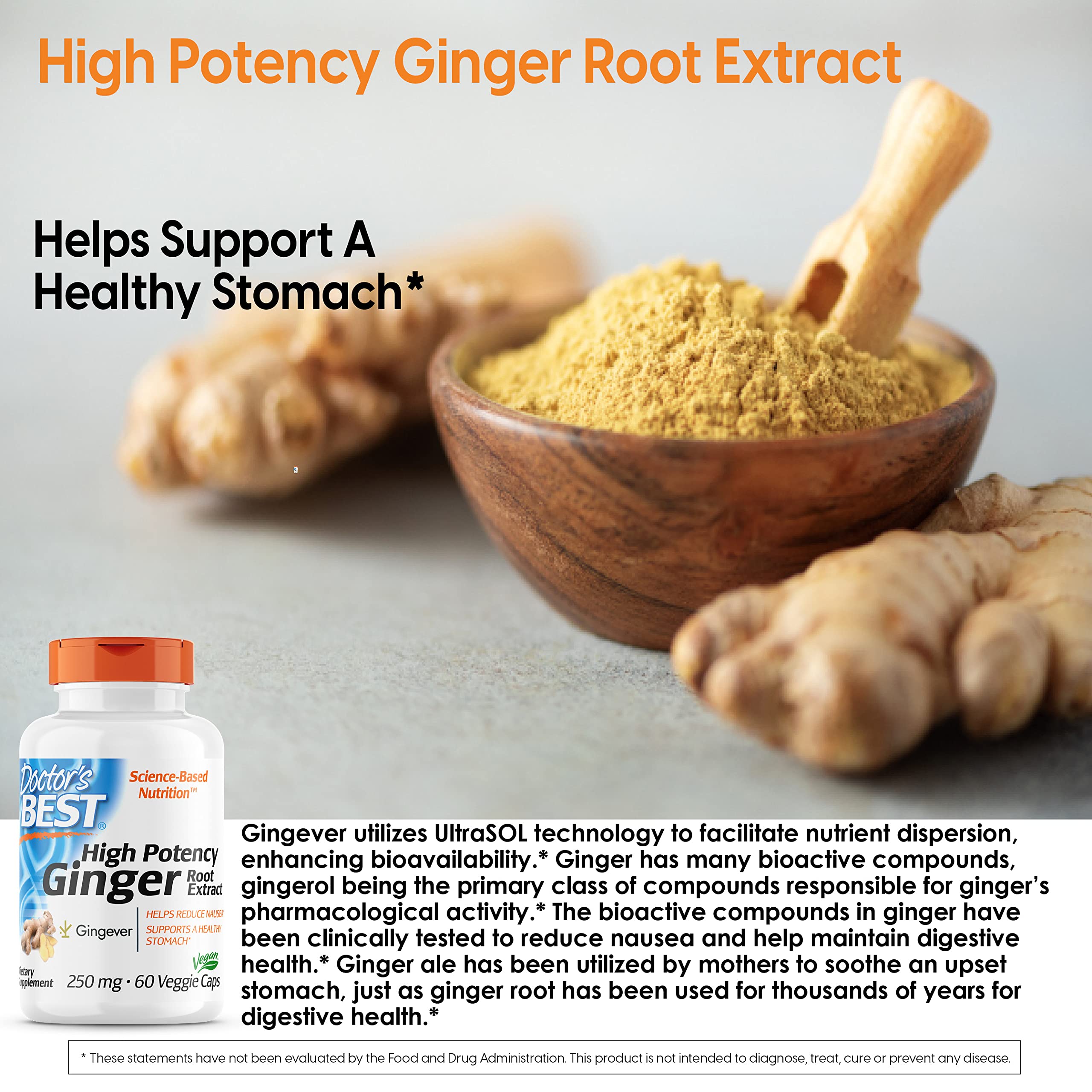 Foto 3 pulgar | Suplemento Doctor's Best De Jengibre De Alta Potencia 250 Mg 60 Vc - Venta Internacional.
