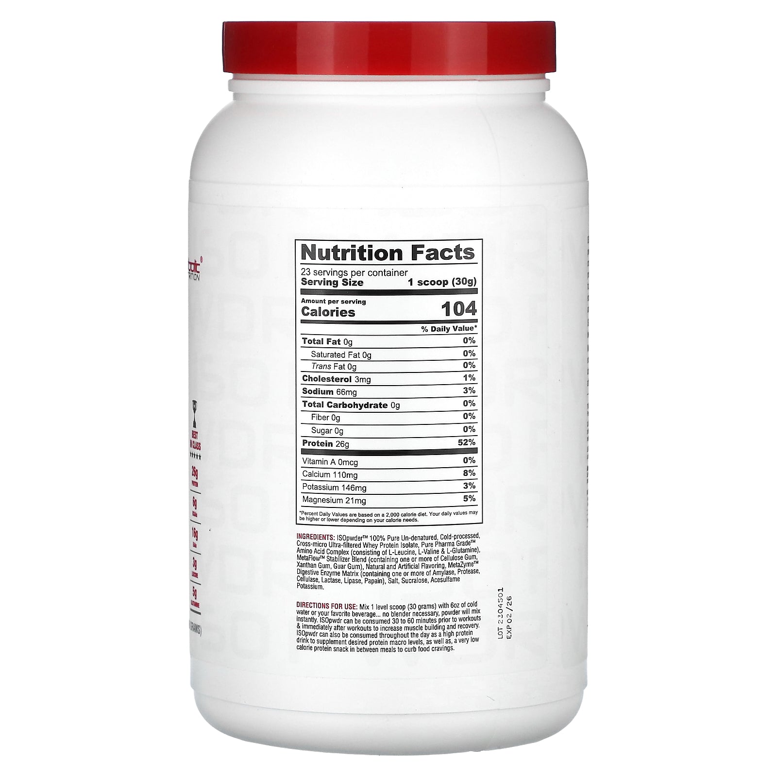 Foto 3 pulgar | Proteína De Suero Aislada Metabolic Nutrition Isopwdr 690g - Venta Internacional.