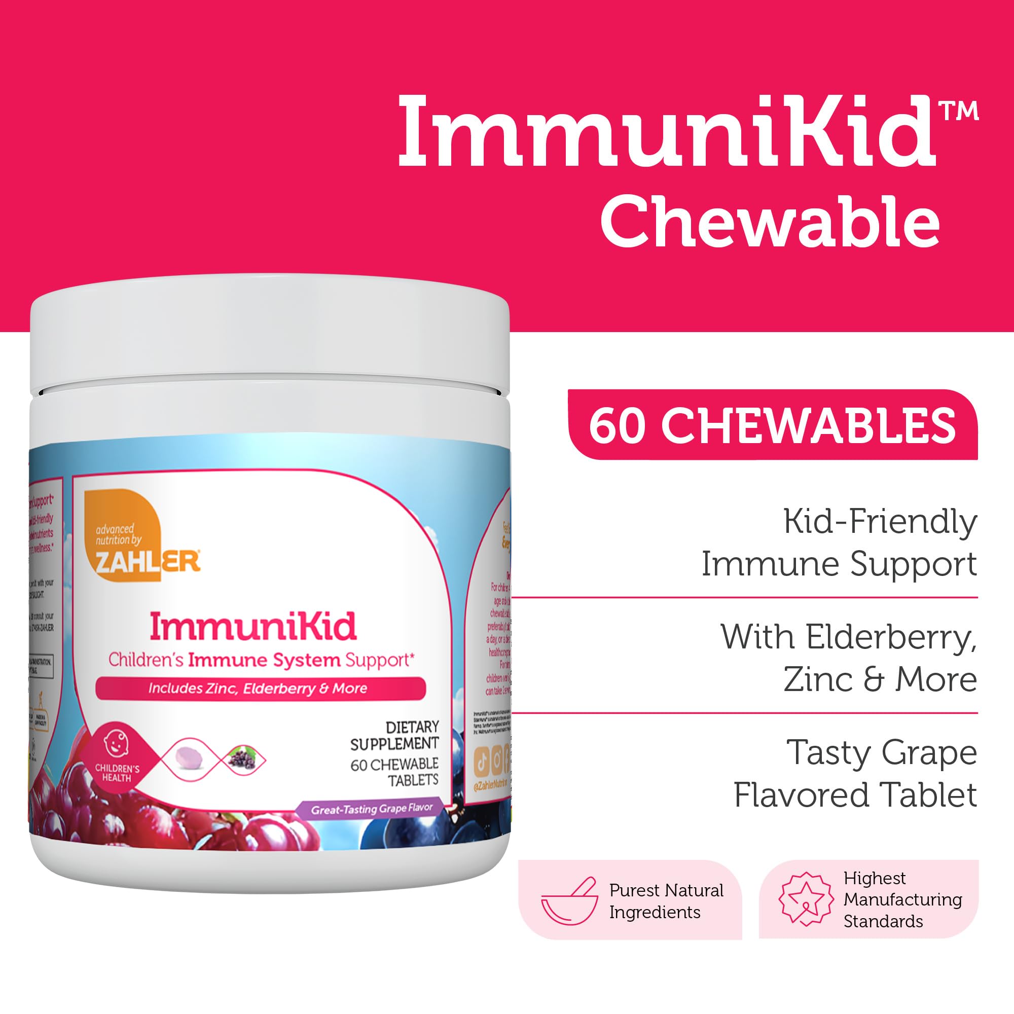 Foto 5 pulgar | Suplemento Zahler Immune Support Kids 4+ Years 60 Comprimidos - Venta Internacional.