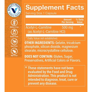 Foto 3 | Complement The Vitamin Shoppe Acetil-l-carnitina 500 Mg 120 Cápsulas - Venta Internacional.
