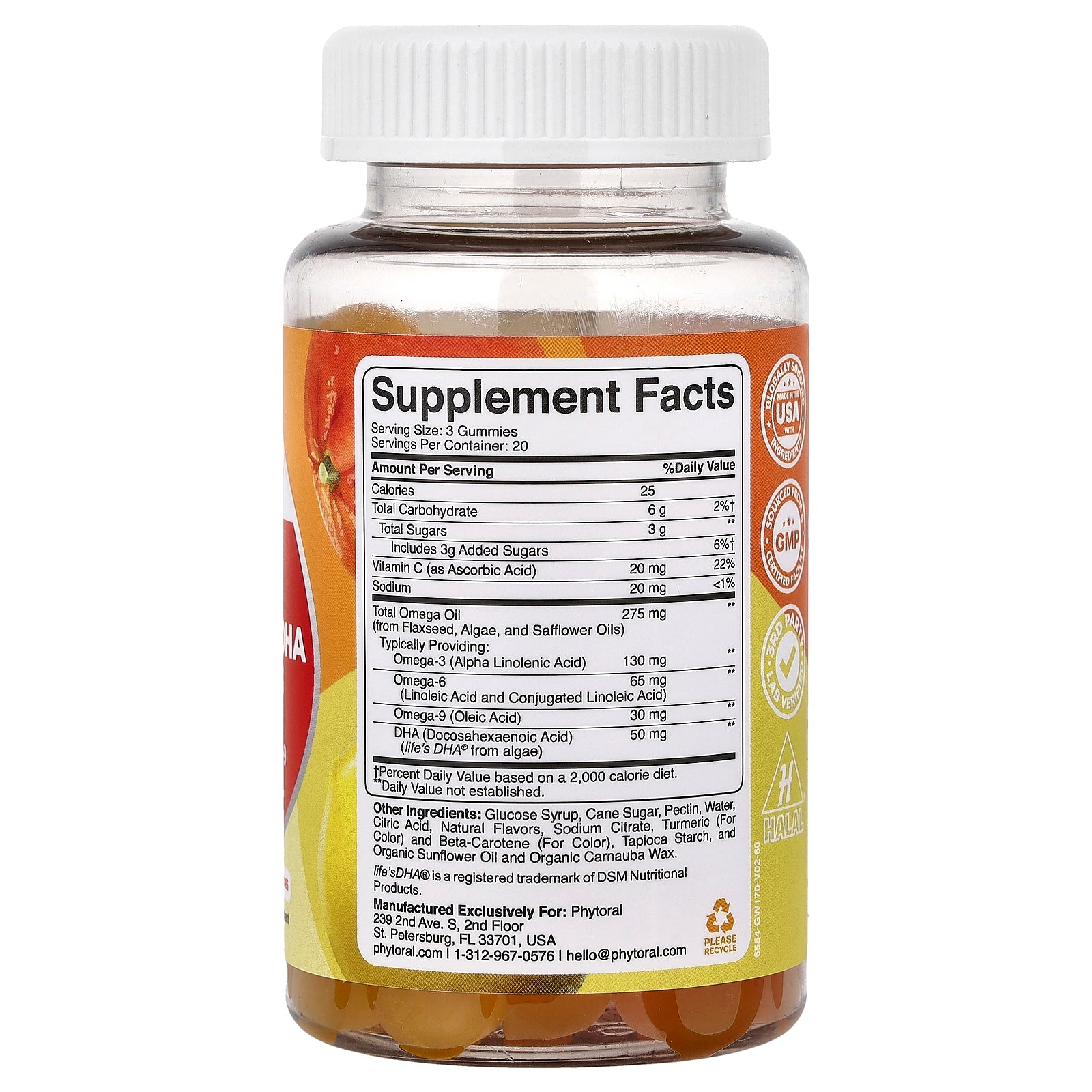 Foto 3 pulgar | Gomitas Phytoral Omega + Dha Con Omega 3-6-9 Limón Y Naranja 60 - Venta Internacional.