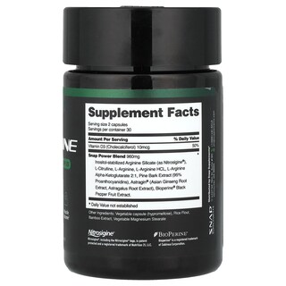 Foto 2 | Suplementos Snap Supplements L-arginina 60 Cápsulas Sin Cafeína - Venta Internacional.
