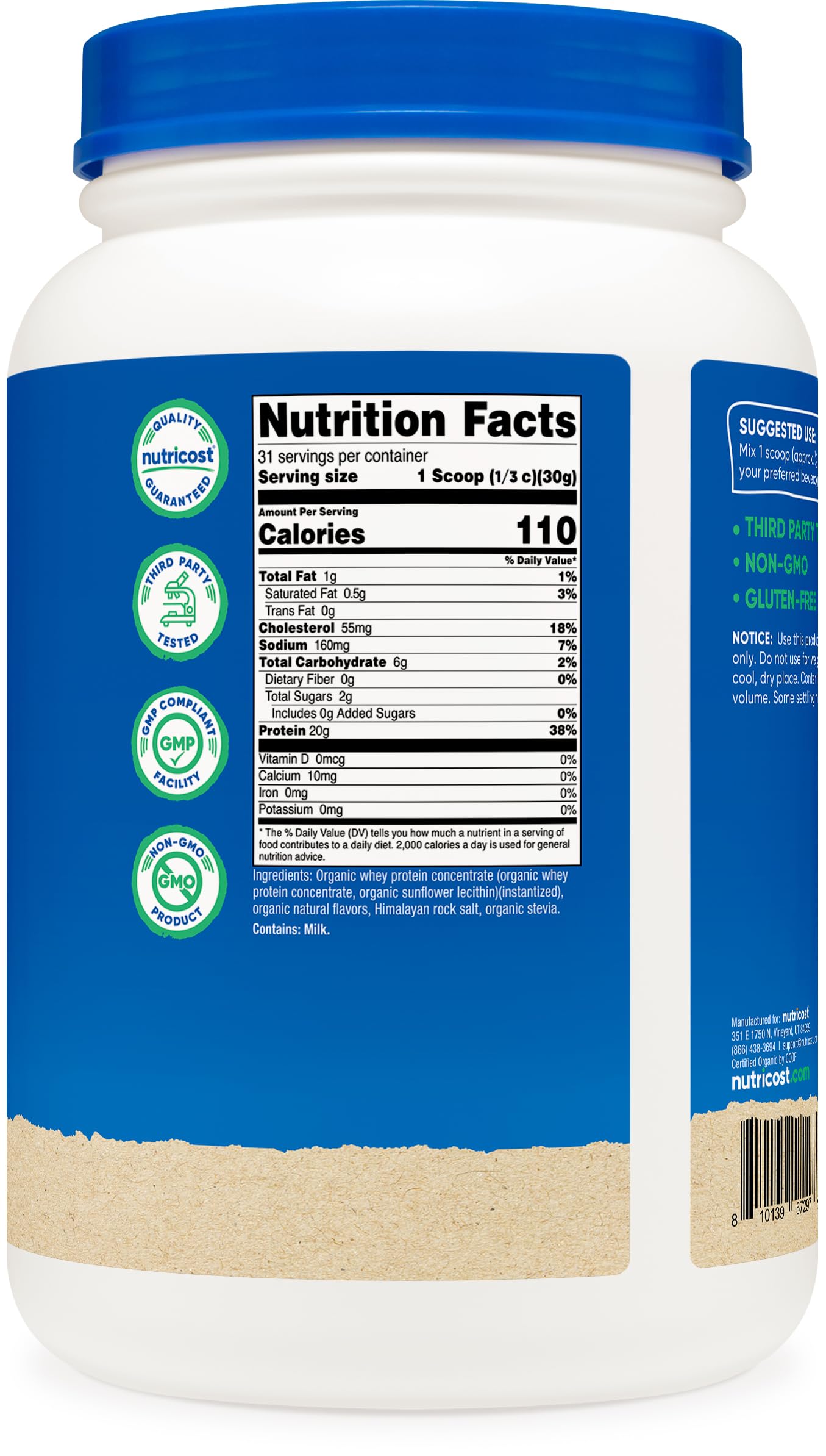 Foto 6 pulgar | Proteína En Polvo Nutricost Organic Whey French Vanilla 2 Kg - Venta Internacional.