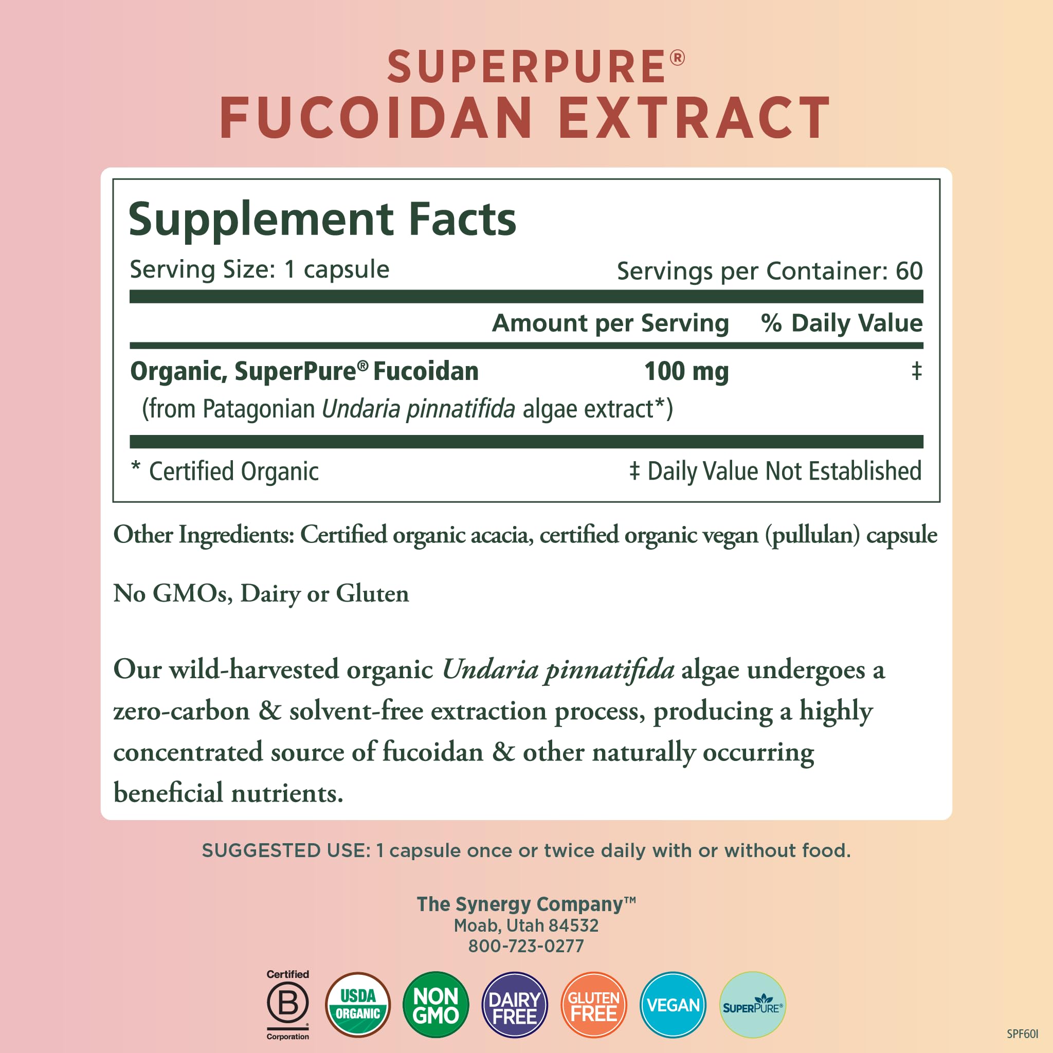 Foto 3 pulgar | Suplemento Pure Synergy Superpure Fucoidan Extract 60 Cápsulas - Venta Internacional.