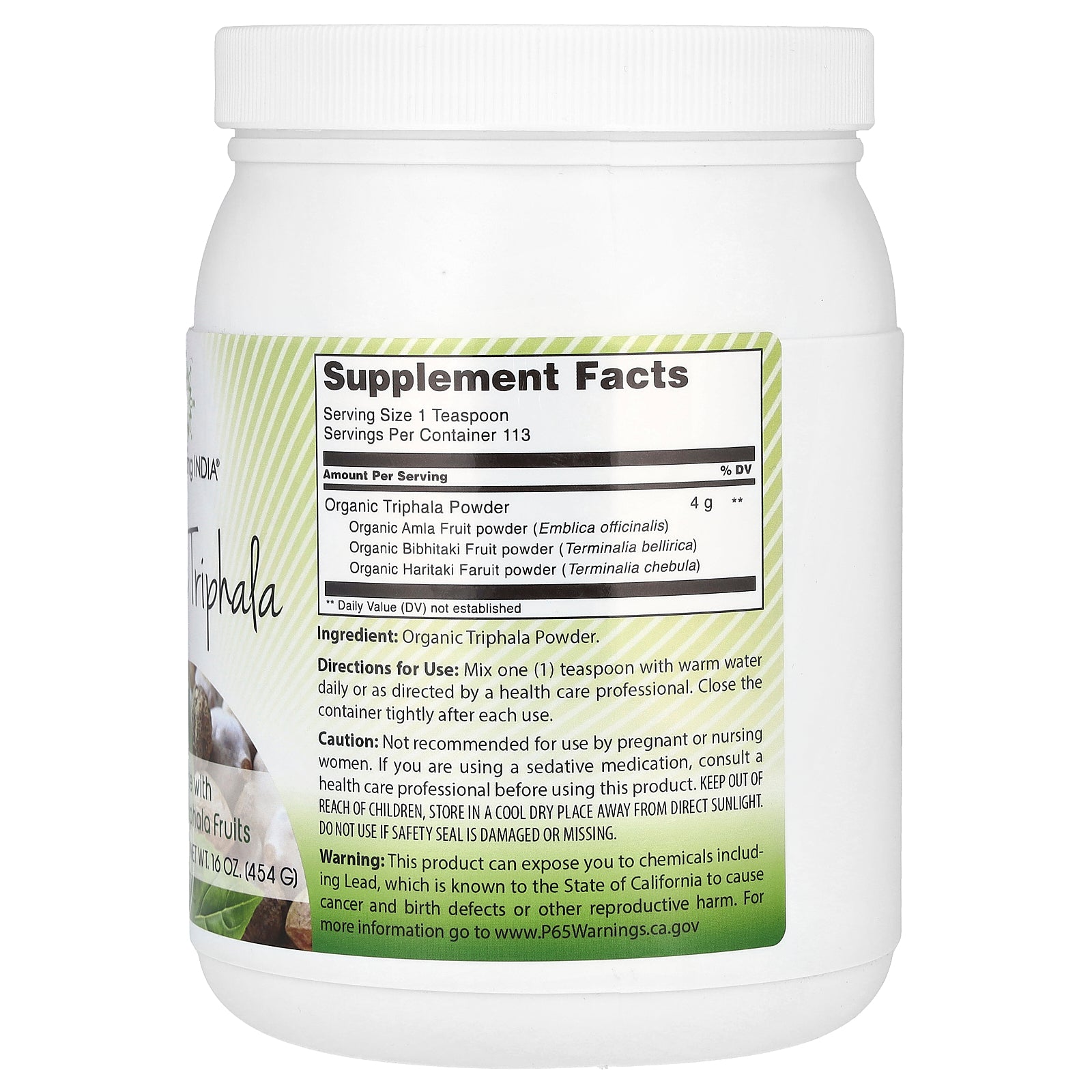 Foto 3 pulgar | Suplemento Amazing India Organic Triphala 473 Ml (454 G) - Venta Internacional.
