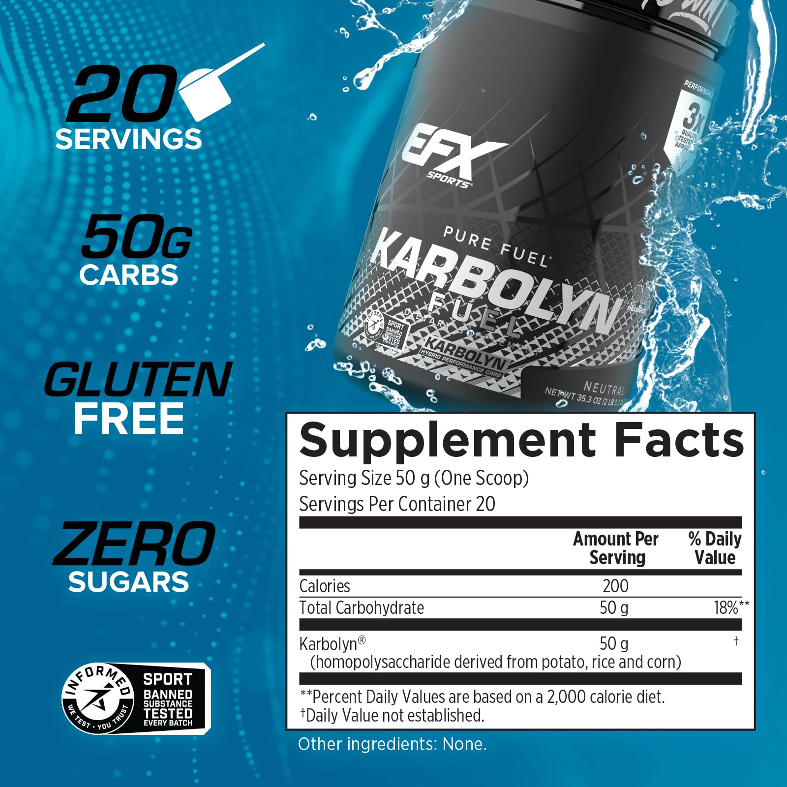 Foto 3 | Carbohidratos En Polvo Efx Sports Karbolyn Fuel, 20 Porciones - Venta Internacional.