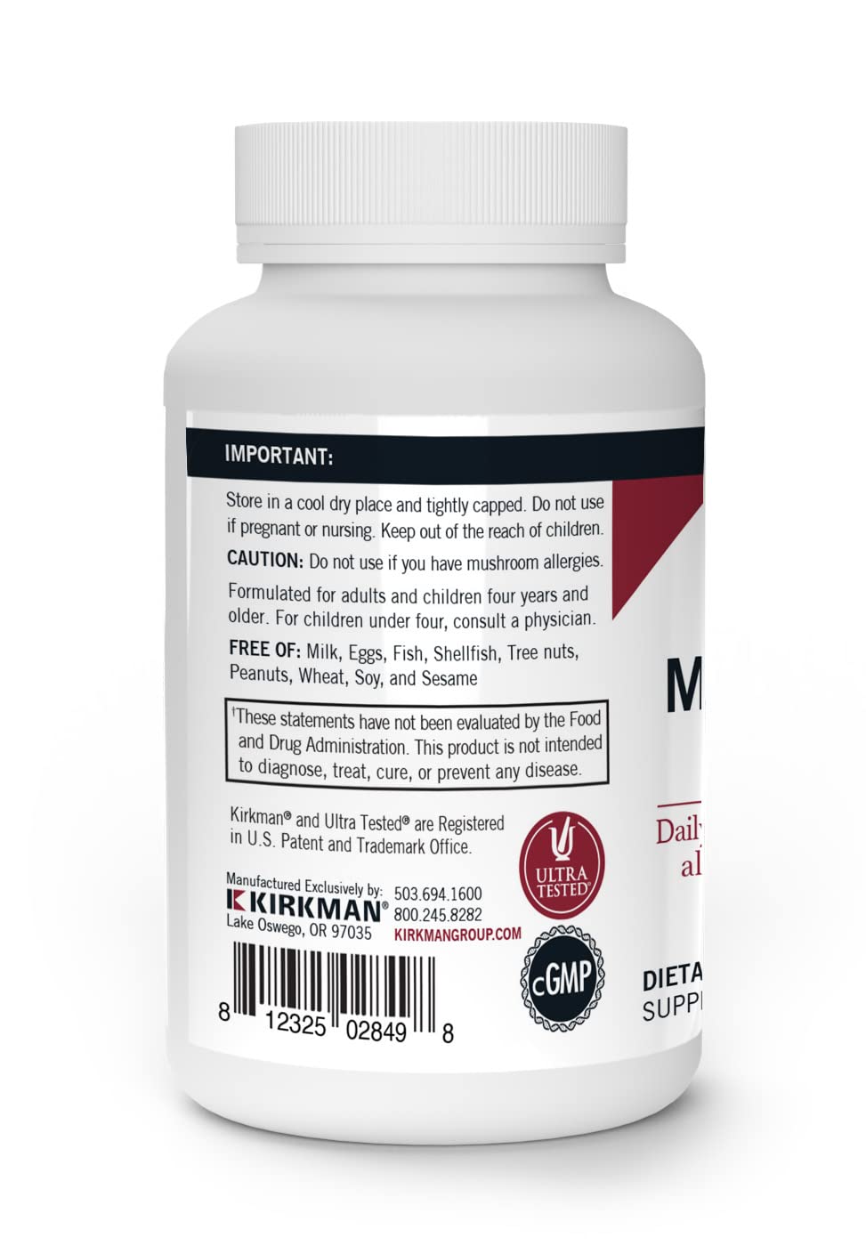 Foto 3 | Suplemento Kirkman Mushroom Mental Clarity & Focus 60 Cápsulas - Venta Internacional.