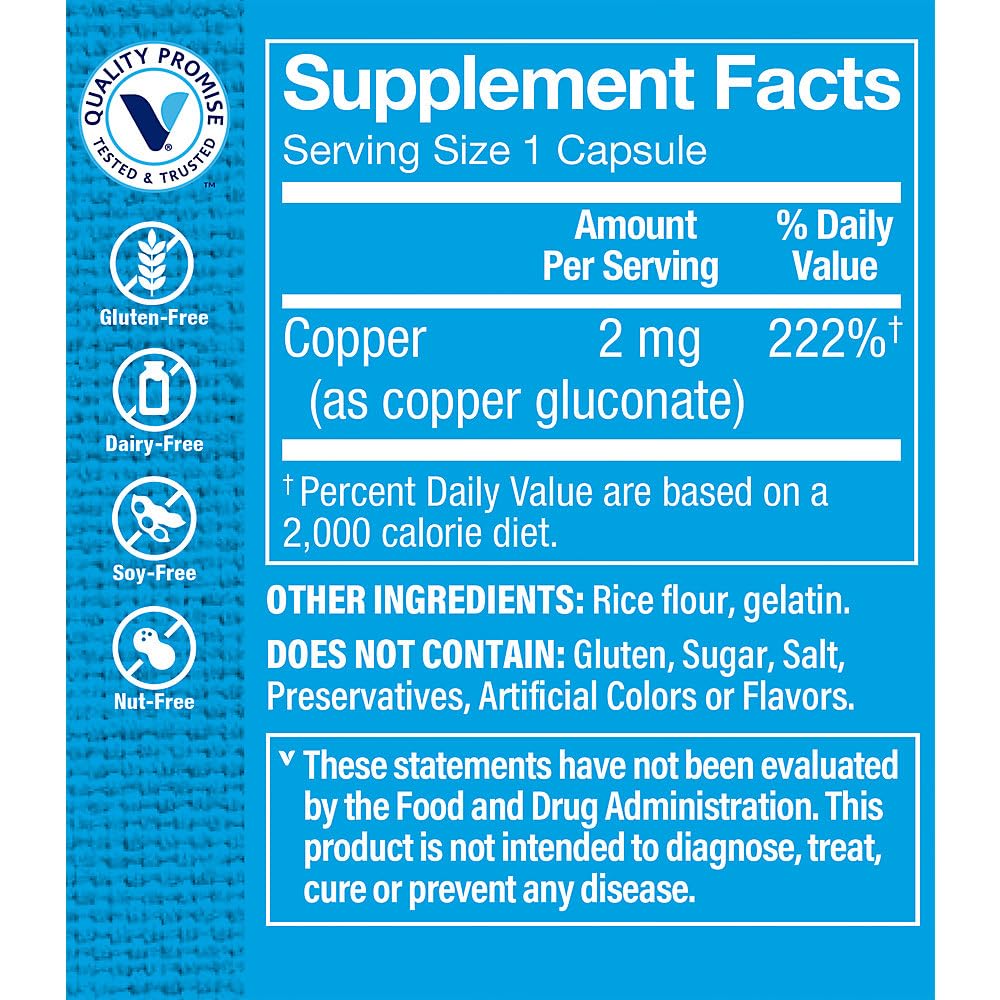 Foto 4 pulgar | Suplemento The Vitamin Shoppe Copper 2 Mg (gluconato De Cobre) - Venta Internacional.