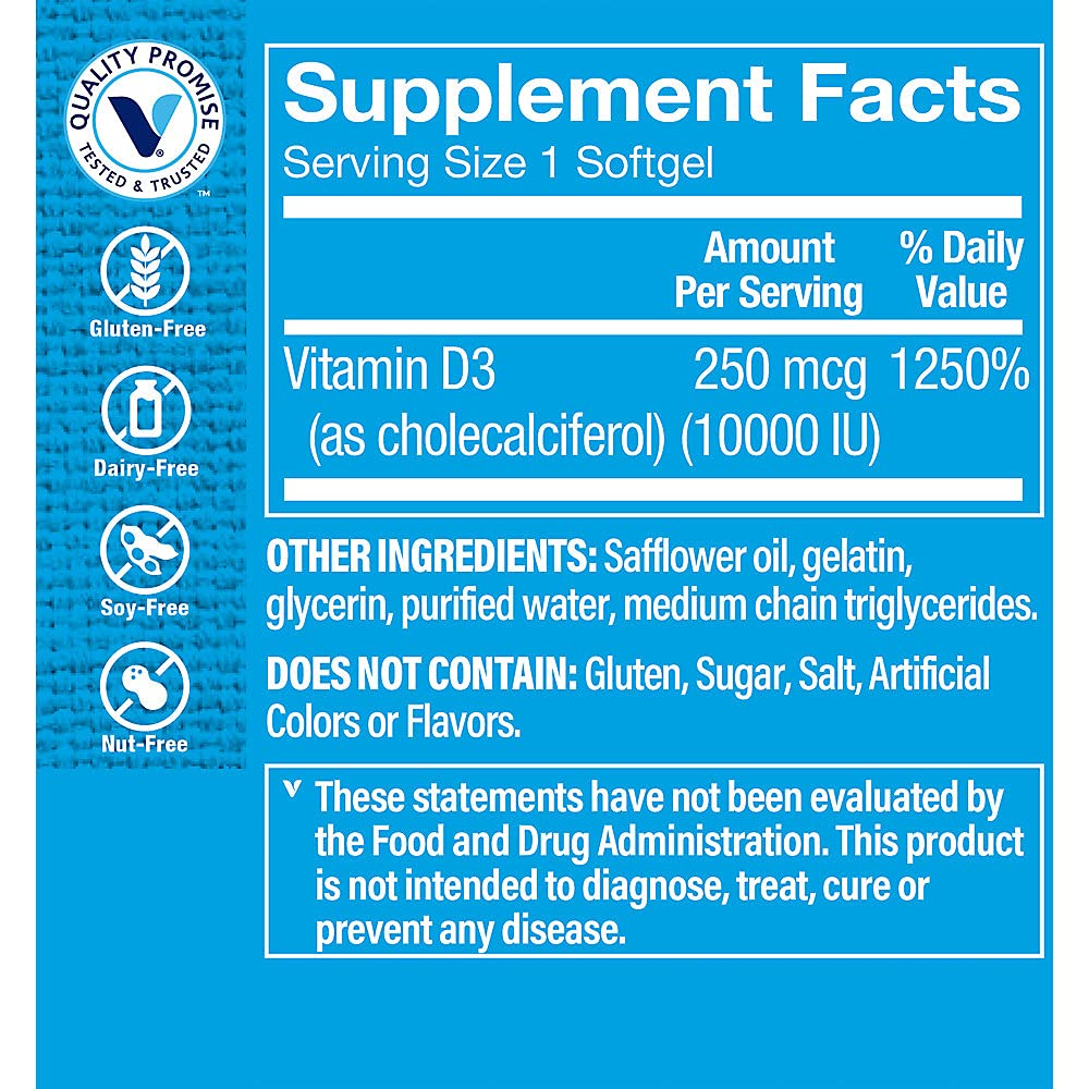 Foto 3 | Suplemento De Vitamina D3 De The Vitamin Shoppe, 10 000 Ui, 100 Cápsulas Blandas - Venta Internacional.