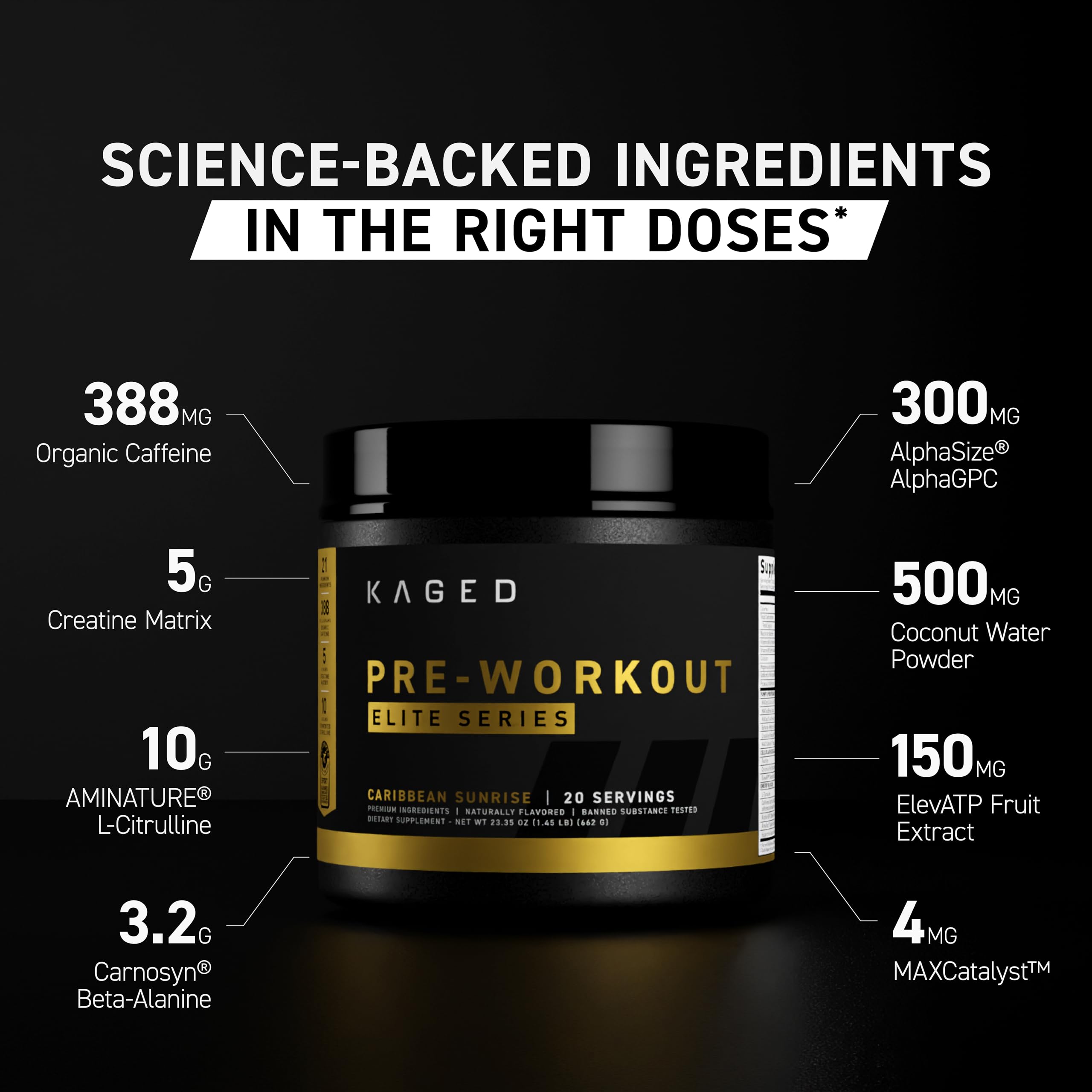 Foto 3 | Polvo Pre Workout Kaged Pre-kaged Elite Glacier Grape - Venta Internacional.