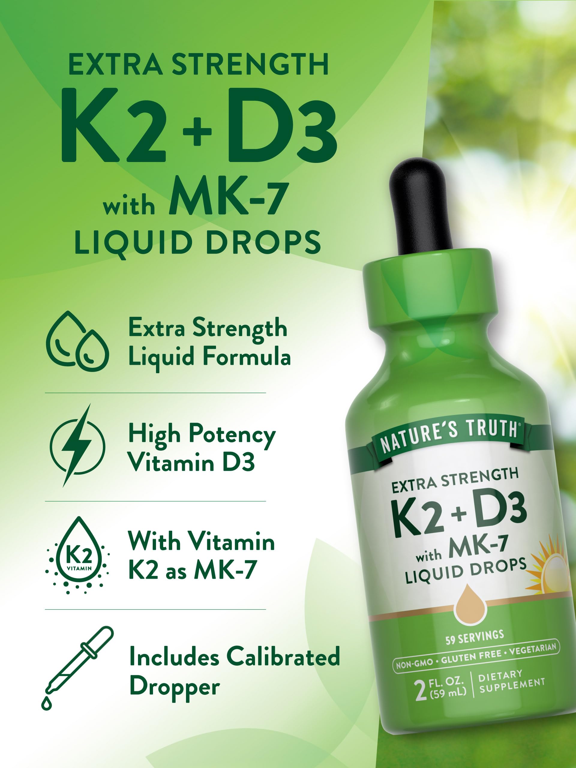 Foto 6 pulgar | Suplemento Líquido De Vitamina D3 K2 De Nature's Truth, 60 Ml - Venta Internacional.