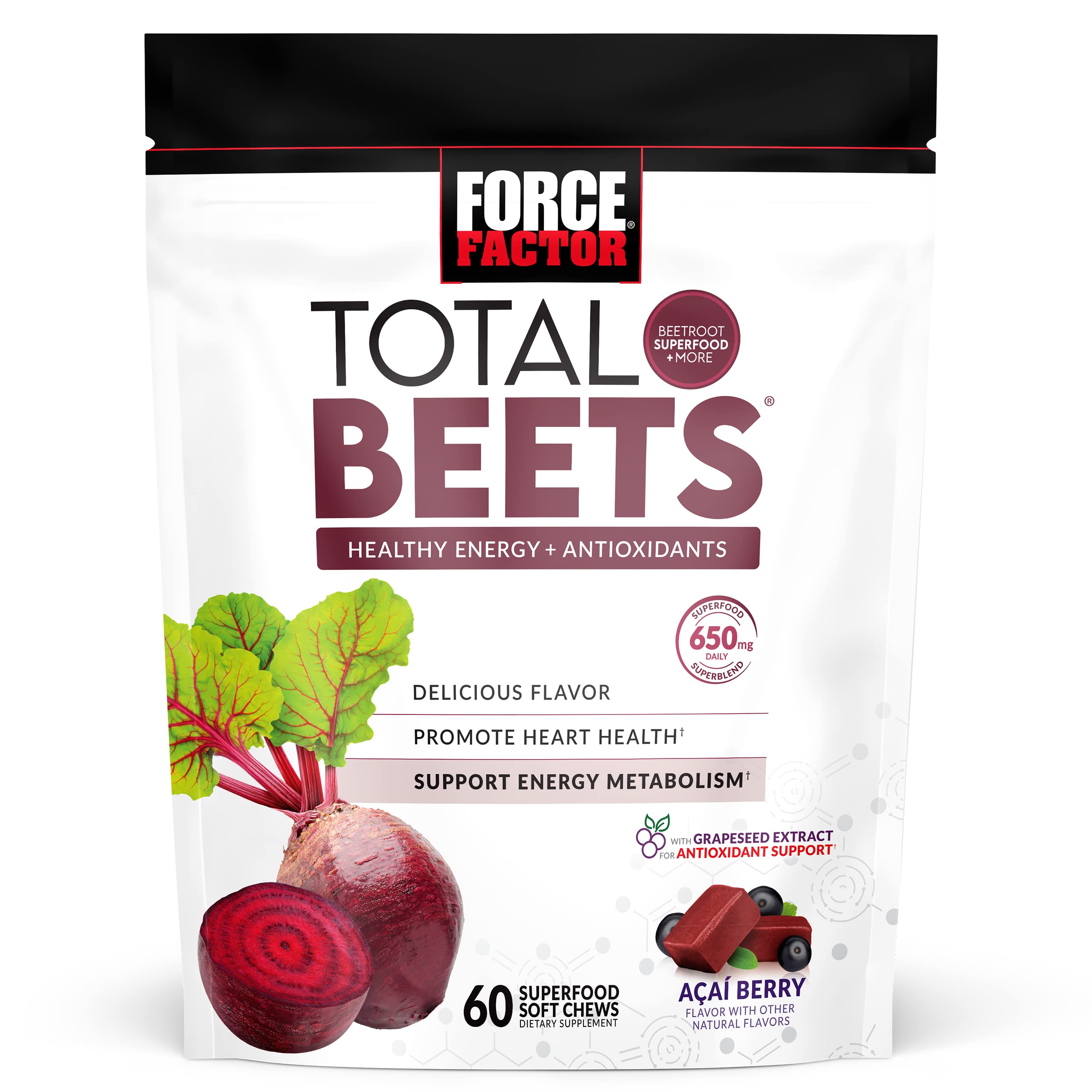 Foto 2 pulgar | Suplemento Force Factor Total Beets Soft Chews 60 Masticables - Venta Internacional