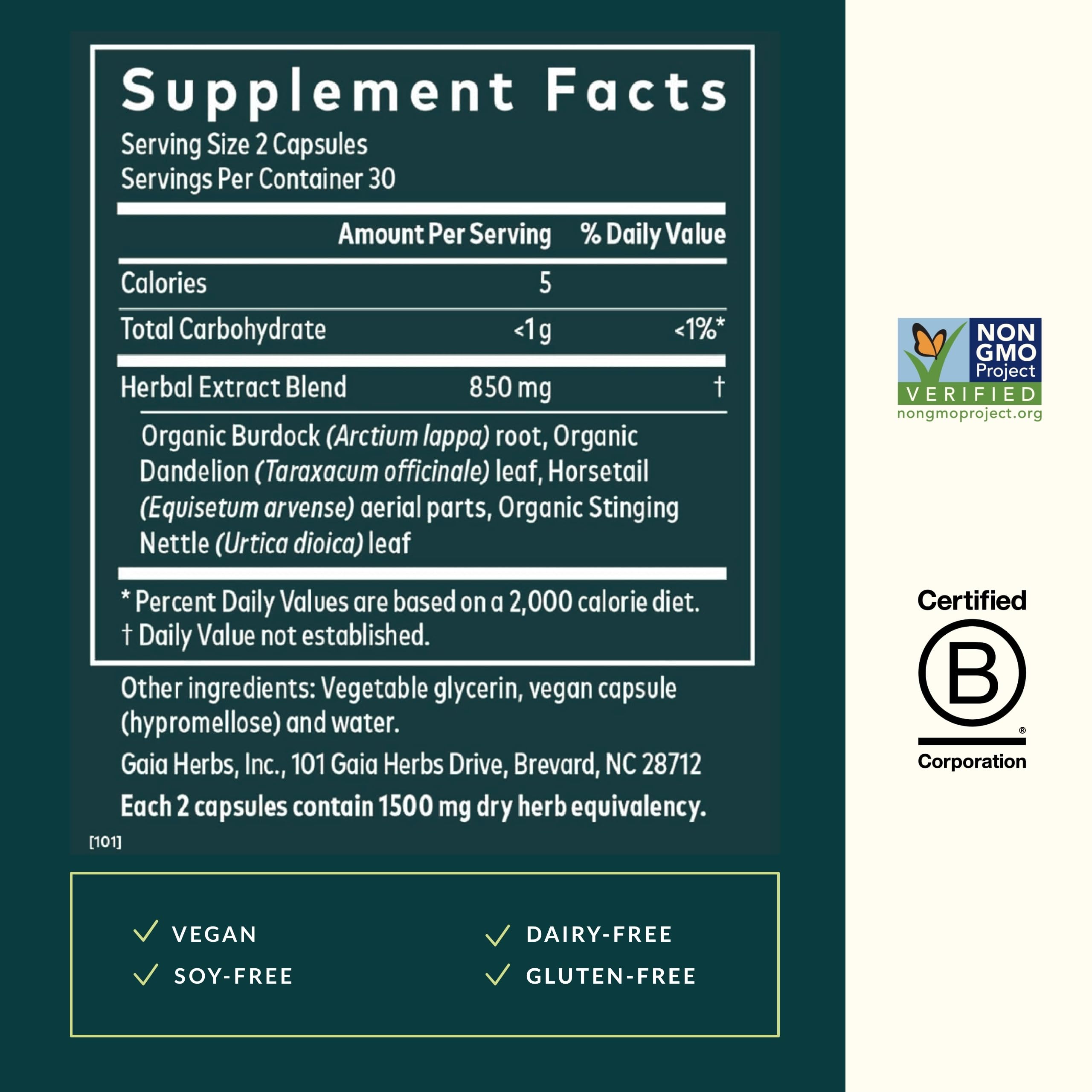 Foto 4 pulgar | Suplemento Gaia Herbs Bloat Support Para Mujeres, 60 Cápsulas Veganas - Venta Internacional.