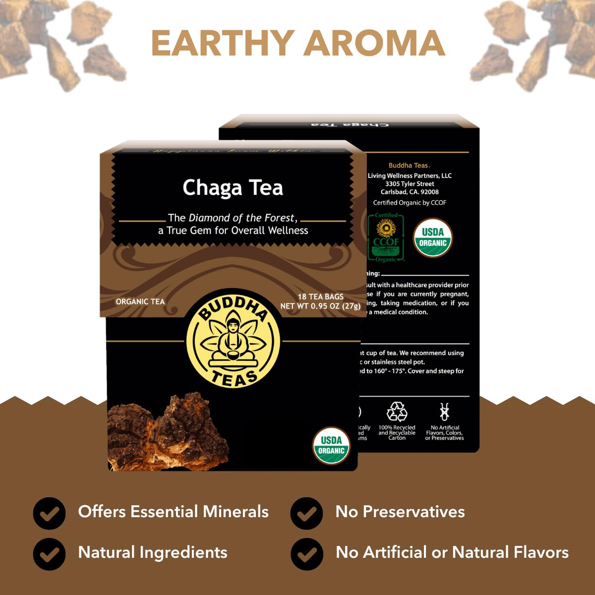 Foto 3 pulgar | Té Buddha Teas Chaga Herbal Organic Herbal Cognitive Balance 18 Bolsas - Venta Internacional