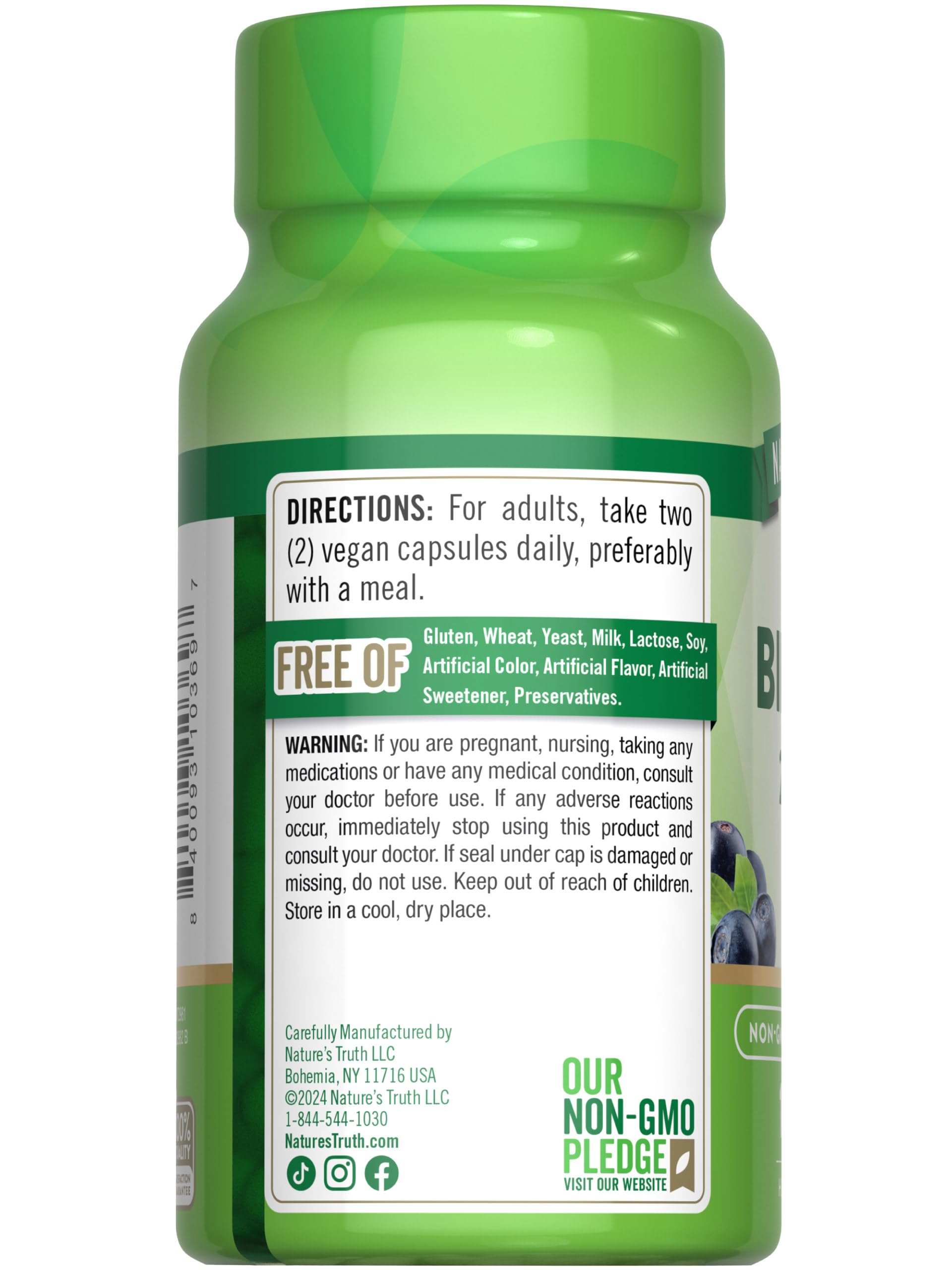 Foto 8 pulgar | Suplemento De Extracto De Arándano Nature's Truth 2400 Mg 100 Cápsulas - Venta Internacional.