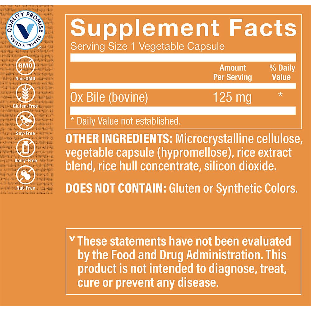 Foto 4 pulgar | Suplemento The Vitamin Shoppe Ox Bile 125 Mg 100 Cápsulas - Venta Internacional.