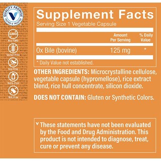 Foto 3 | Suplemento The Vitamin Shoppe Ox Bile 125 Mg 100 Cápsulas - Venta Internacional.