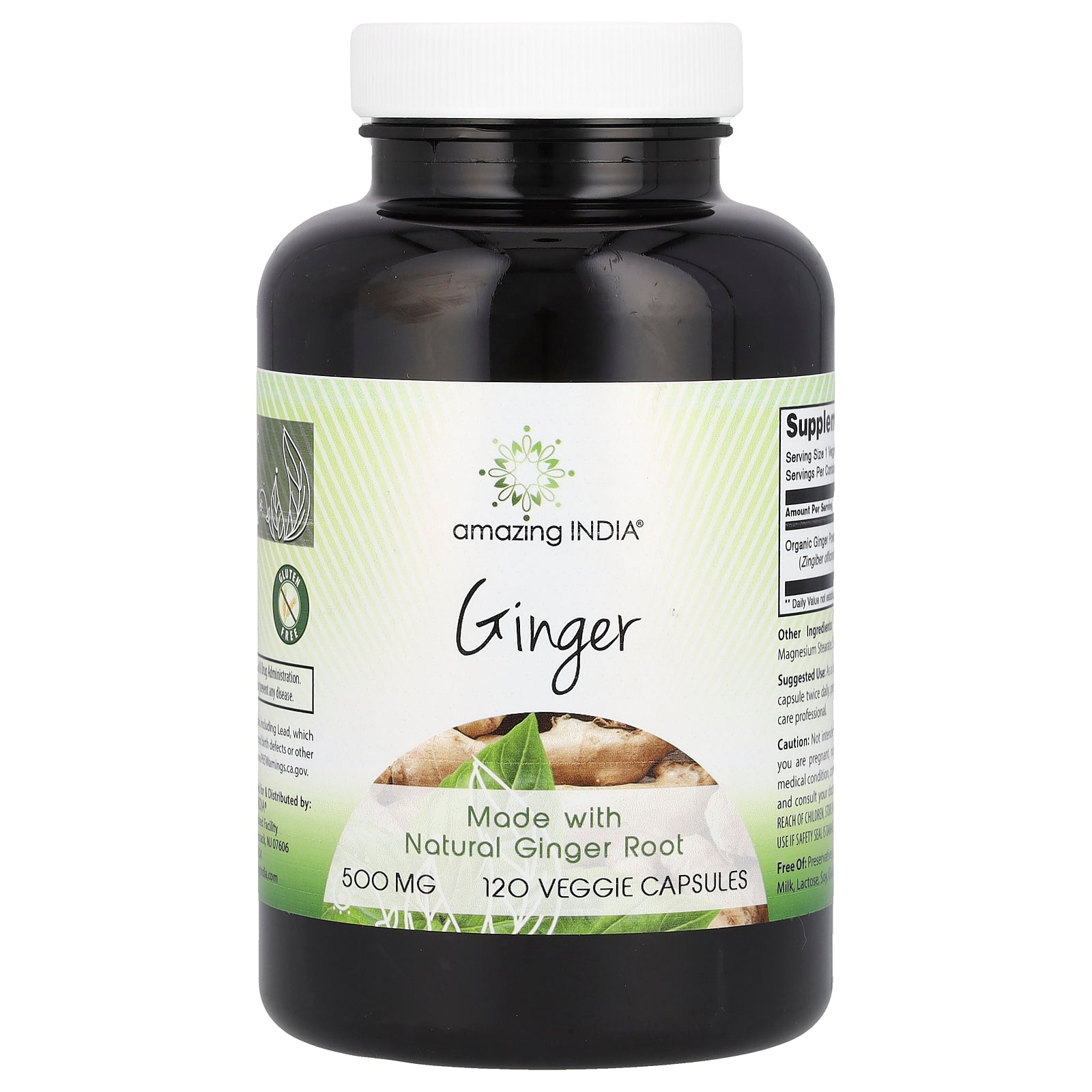Foto 2 pulgar | Suplemento Amazing India Ginger 500 Mg 120 Cápsulas Vegetarianas - Venta Internacional.