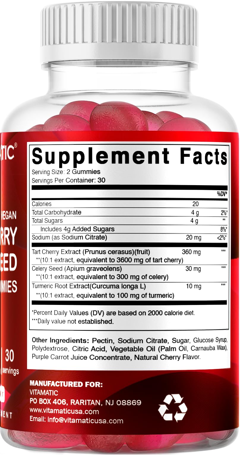 Foto 6 pulgar | Paquete De 2 Gomitas Supplement Vitamatic Tart Cherry Con Semillas De Apio - Venta Internacional.