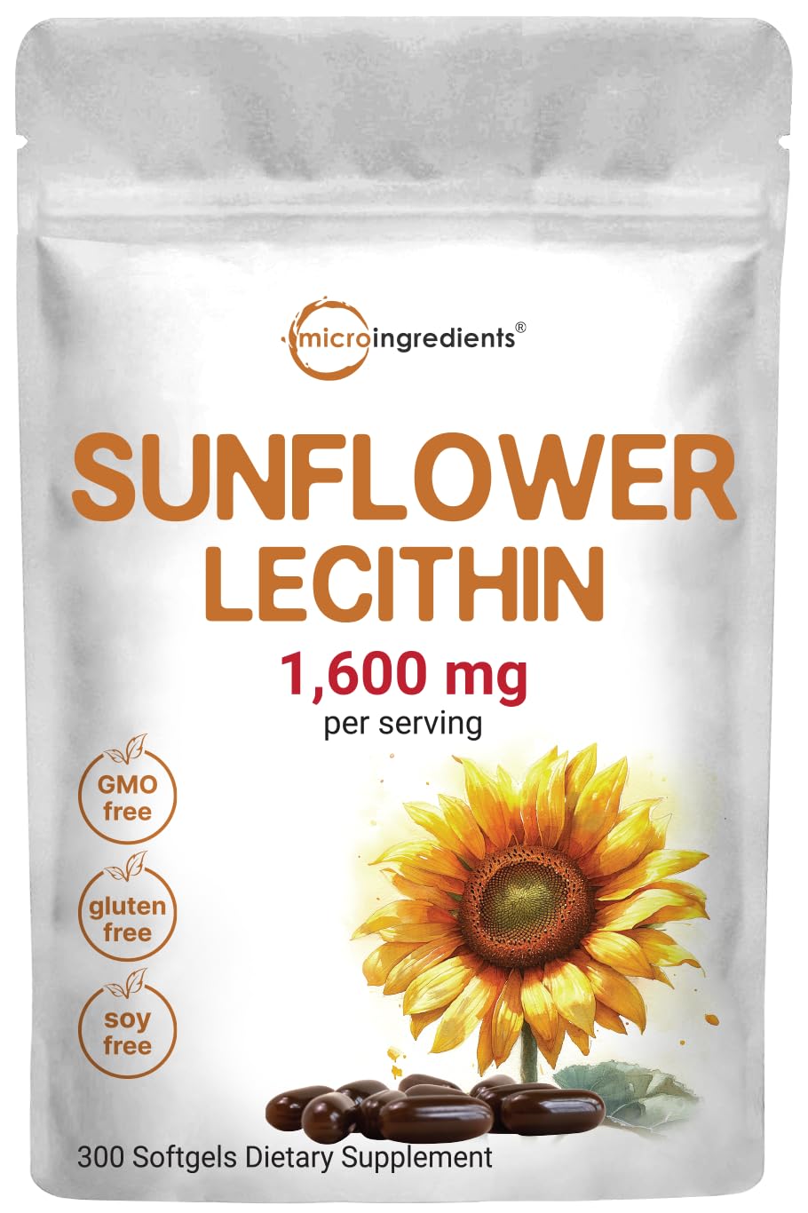 Foto 2 pulgar | Suplemento: Microingredientes: Lecitina De Girasol, 1600 Mg - Venta Internacional.