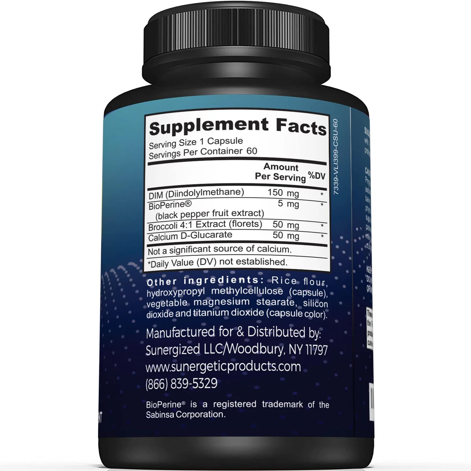 Foto 3 pulgar | Suplemento Sunergetic Premium Dim 150 Mg Con Brócoli 60 Cápsulas - Venta Internacional.
