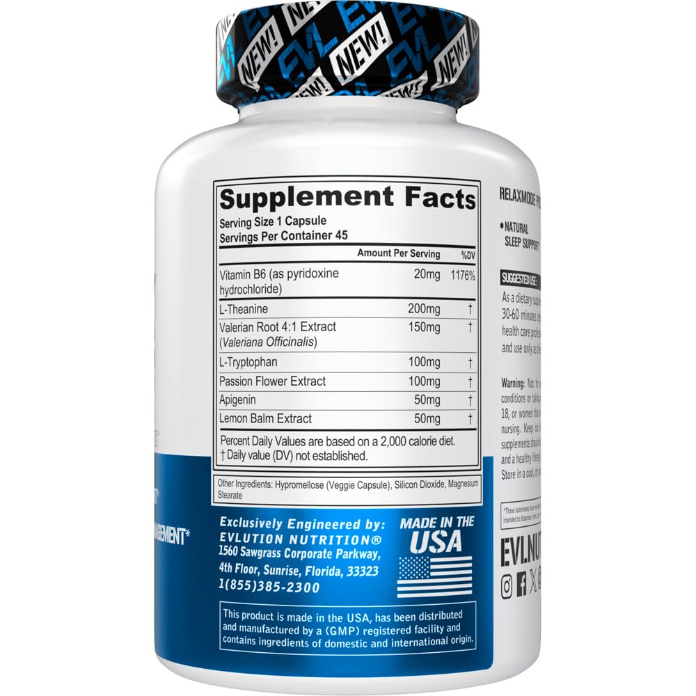 Foto 4 pulgar | Suplemento Dietético Evlution Nutrition Relaxmode 45 Cápsulas - Venta Internacional.