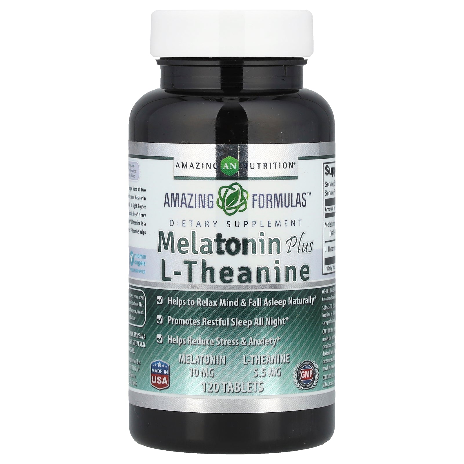 Foto 2 pulgar | Suplemento Amazing Nutrition Melatonin Plus L-teanina 120 Comprimidos - Venta Internacional.