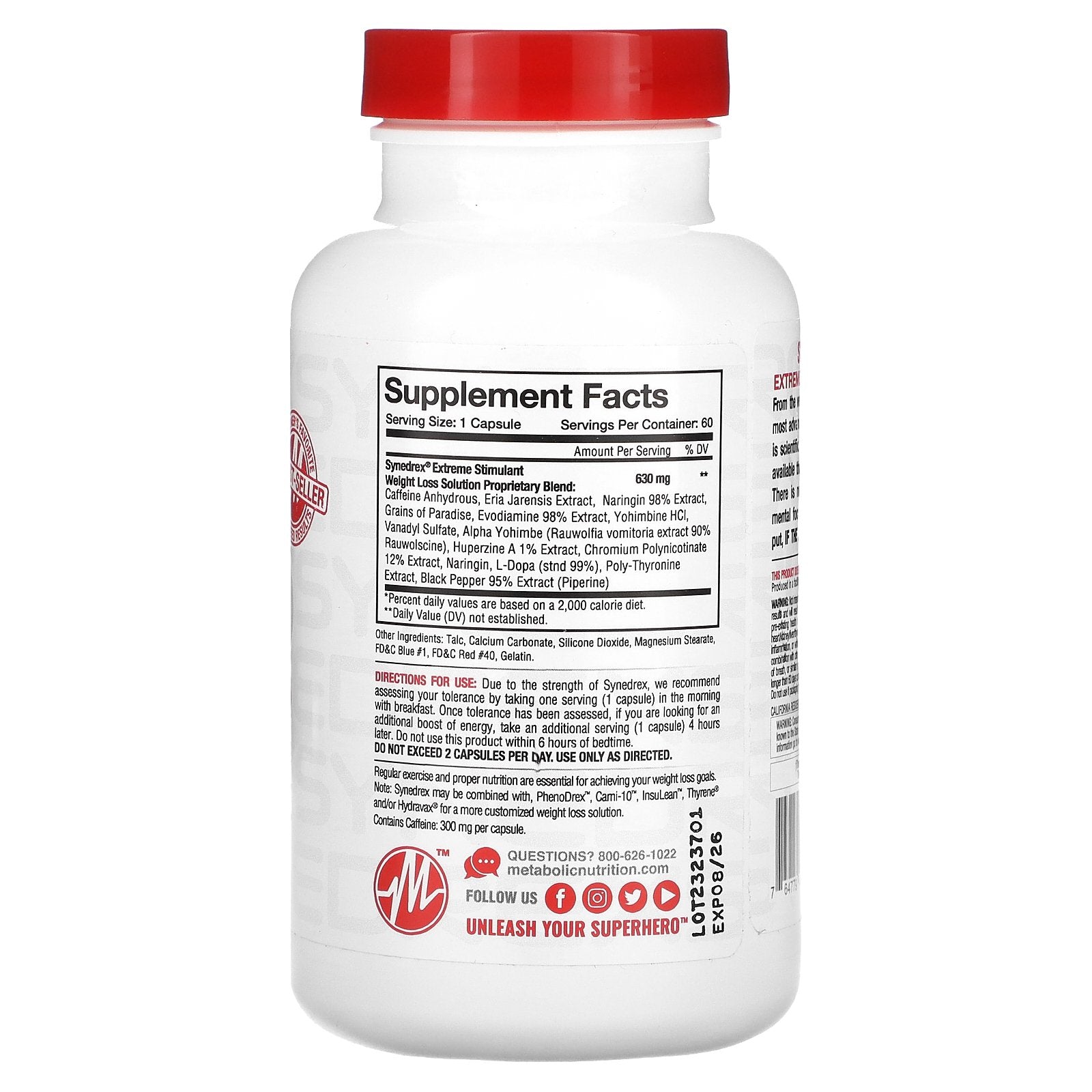 Foto 3 pulgar | Solución Para Bajar De Peso Metabolic Nutrition Synedrex 60 Cápsulas - Venta Internacional.