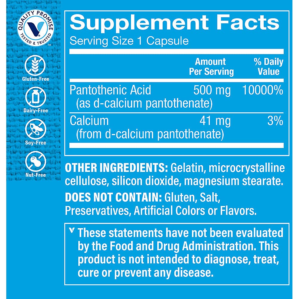 Foto 4 pulgar | Complemente El Ácido Pantoténico De Vitamin Shoppe 500 Mg B5 - Venta Internacional.