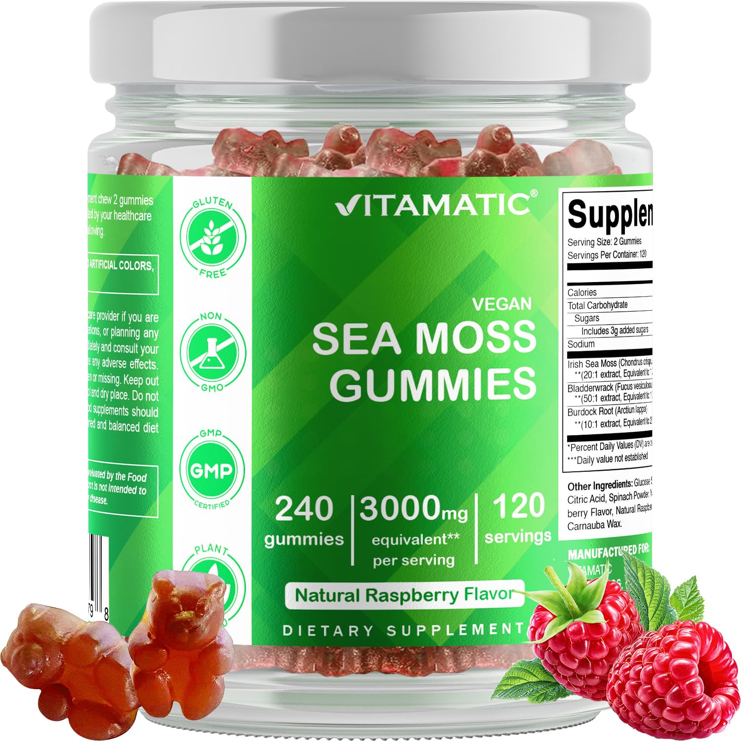 Foto 2 pulgar | Gomitas De Musgo Marino Irlandés Supplement Vitamatic 240 Gomitas Veganas - Venta Internacional.