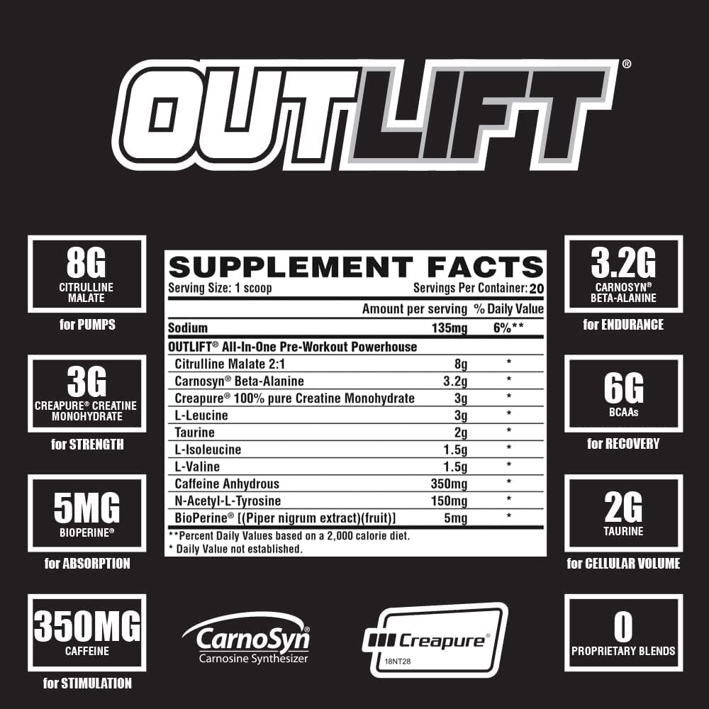 Foto 2 | Polvo Para Antes Del Entrenamiento Nutrex Research Outlift Miami Vice, 20 Porciones - Venta Internacional.