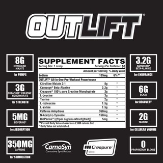Foto 2 | Polvo Para Antes Del Entrenamiento Nutrex Research Outlift Miami Vice, 20 Porciones - Venta Internacional.