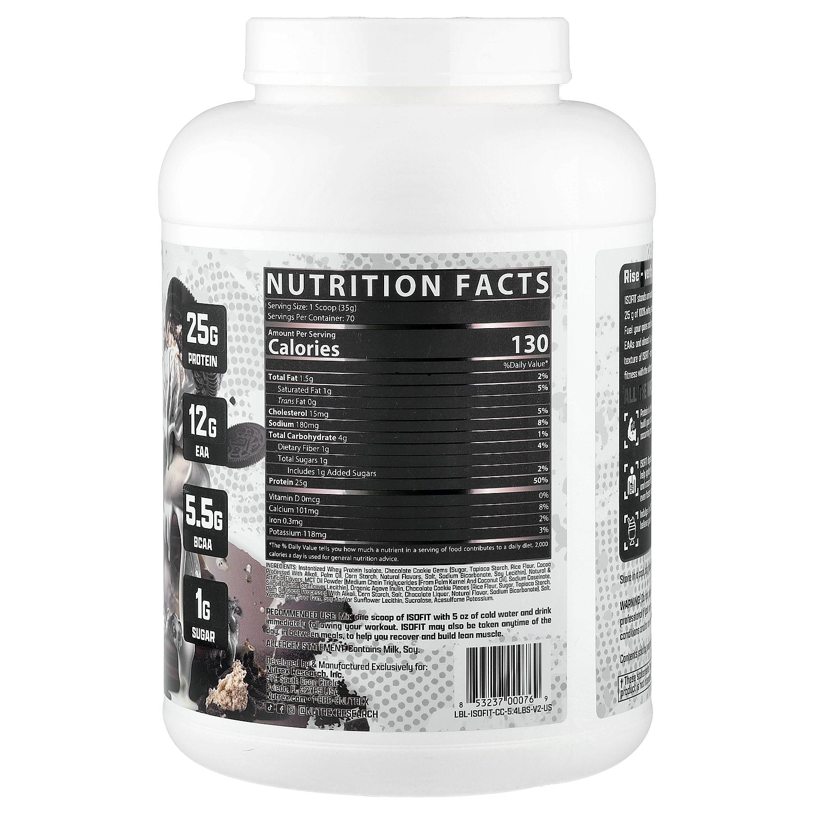 Foto 3 pulgar | Proteína En Polvo Nutrex Research Isofit Cookies & Cream 2,429 Kg - Venta Internacional.