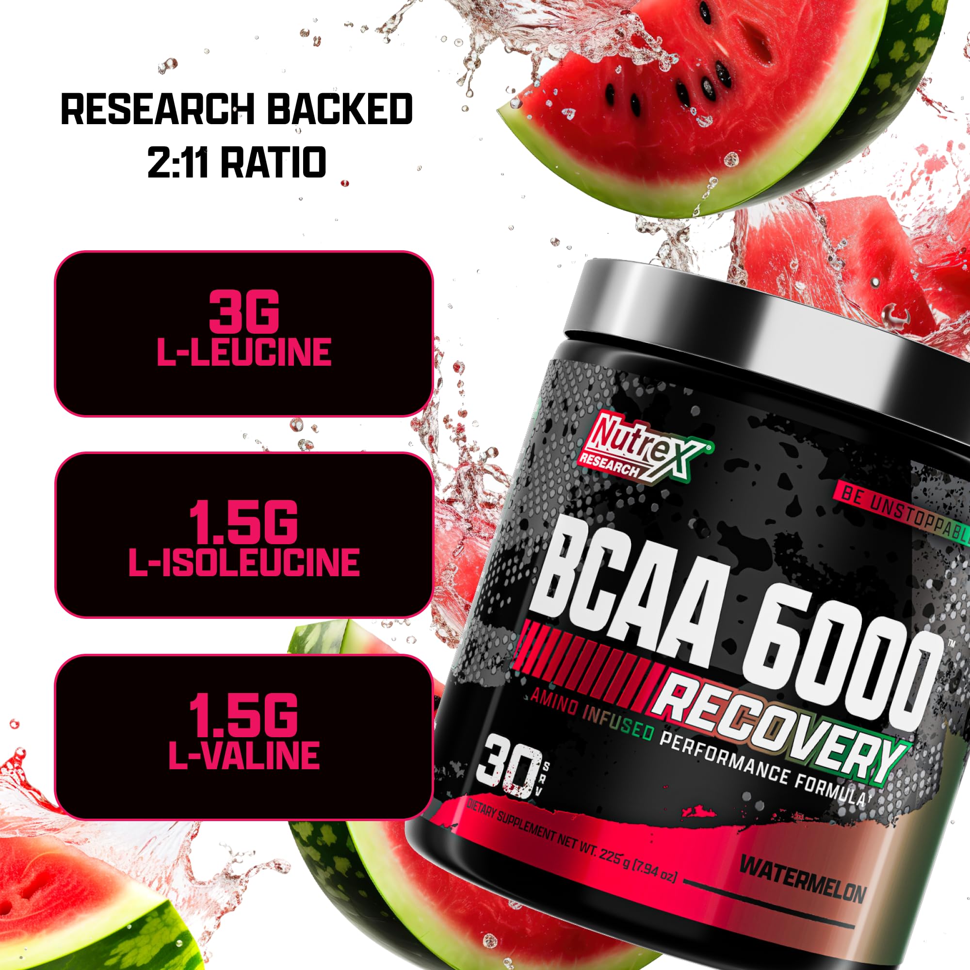 Foto 3 | Bcaa En Polvo Nutrex Research 6000 Aminoácidos, 180 G, Sandía - Venta Internacional.