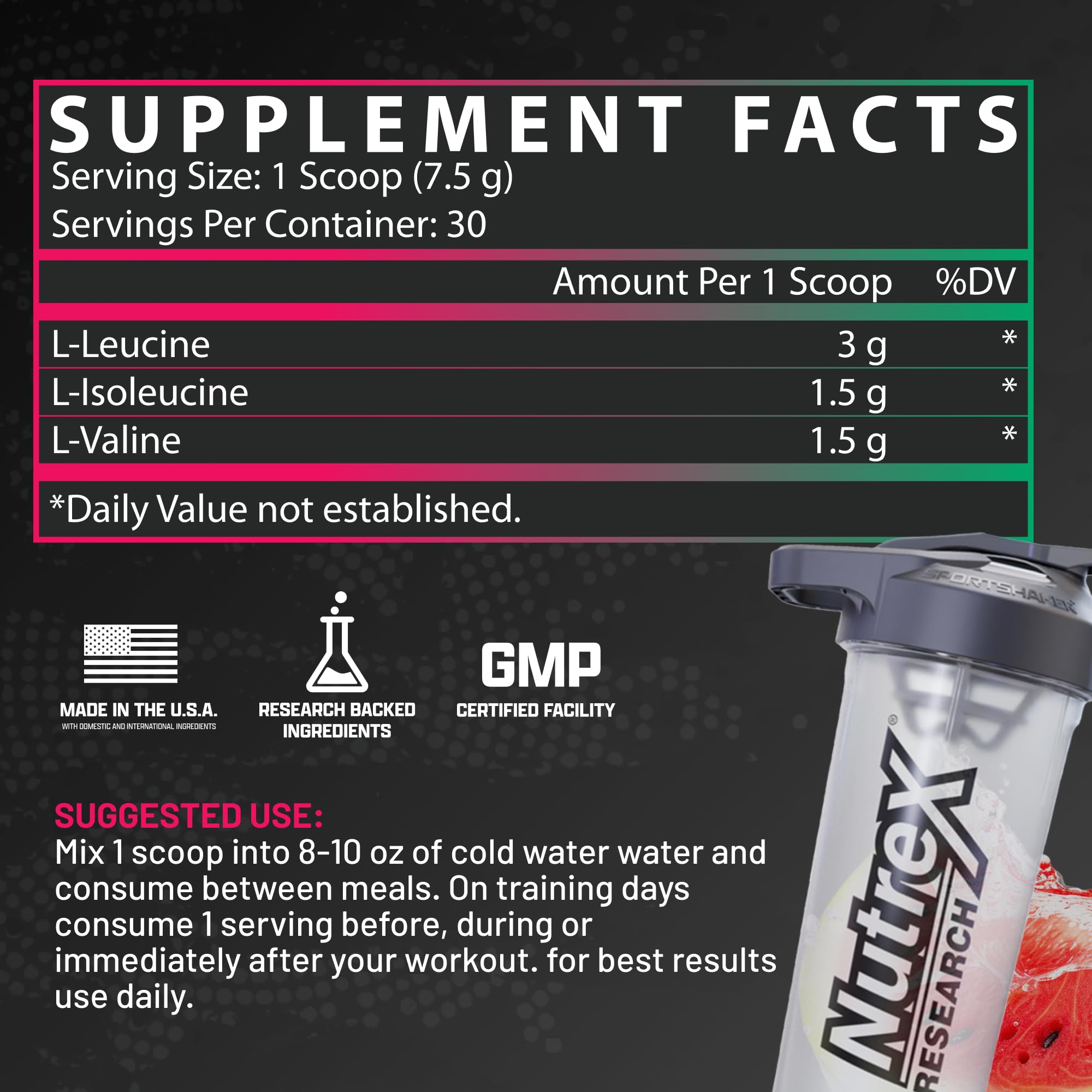 Foto 4 | Bcaa En Polvo Nutrex Research 6000 Aminoácidos, 180 G, Sandía - Venta Internacional.