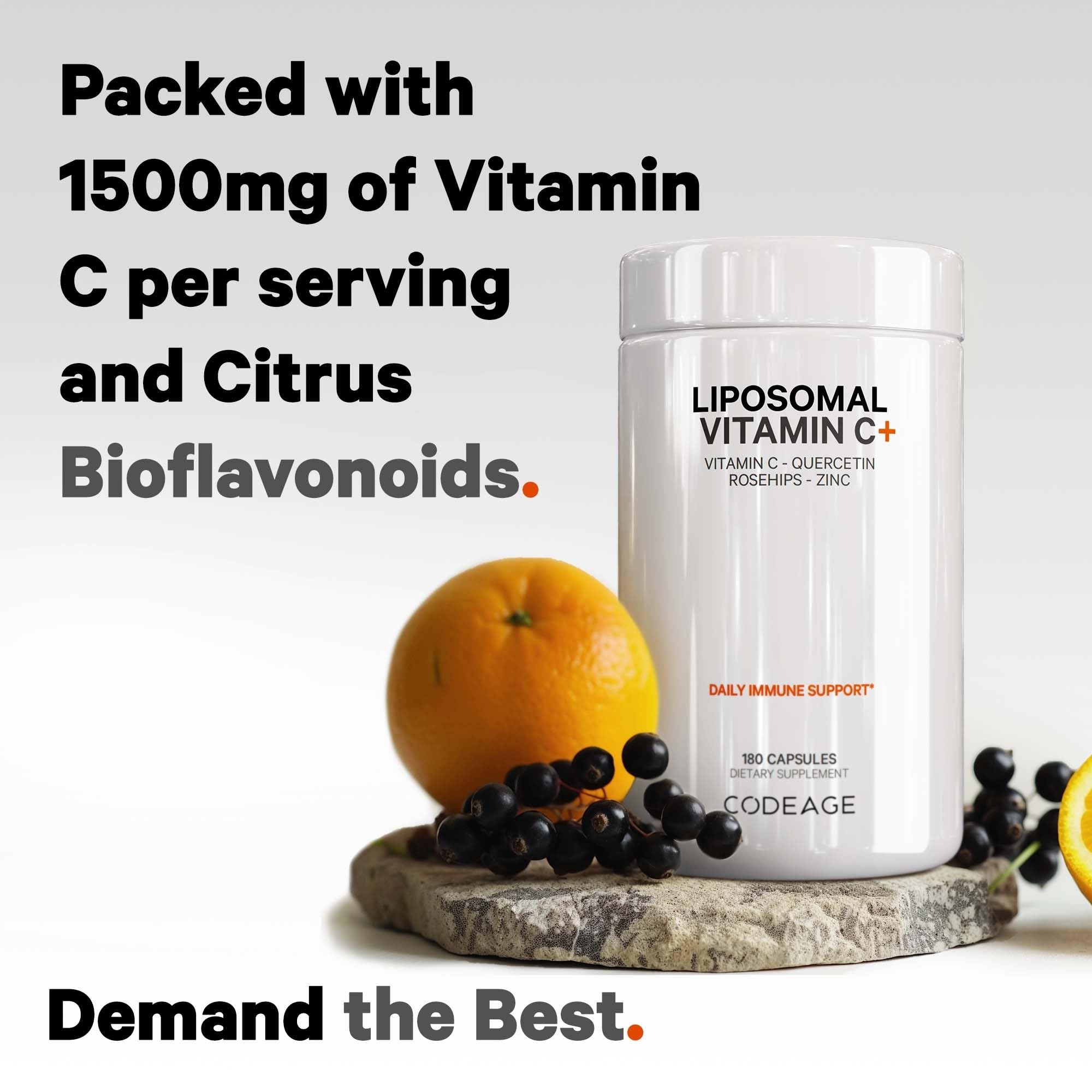 Foto 3 | Suplemento De Vitamina C Liposomal Codeage De 1500 Mg Con Zinc, 180 Cápsulas - Venta Internacional.