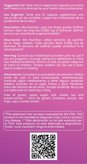 Foto 3 | Suplemento Bio Nutrition Estandarizado Con Azafrán Vegi-caps 50 - Venta Internacional.