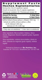 Foto 4 | Suplemento Bio Nutrition Estandarizado Con Azafrán Vegi-caps 50 - Venta Internacional.