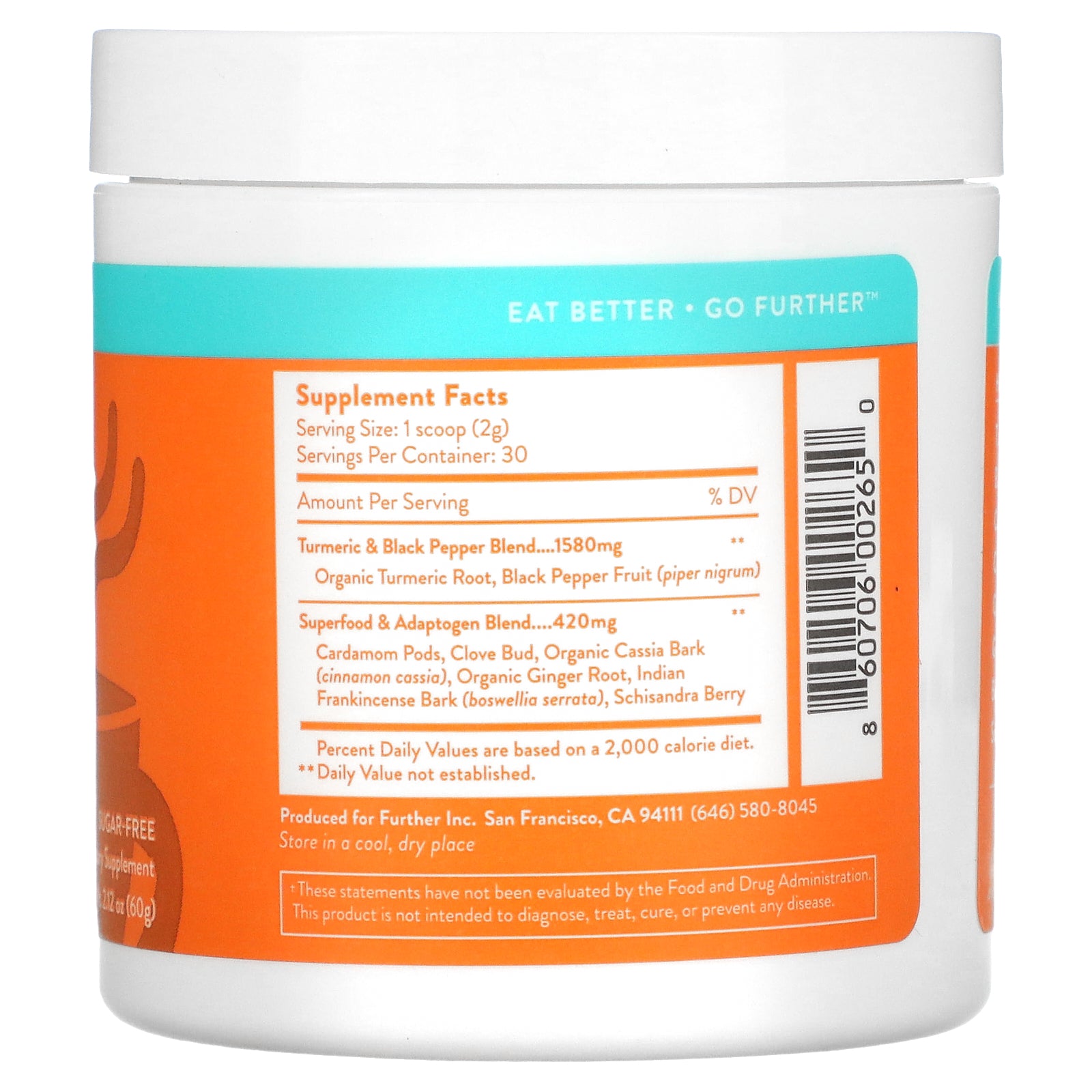 Foto 3 pulgar | Complement Further Food Superfood, Cúrcuma, 60 G - Venta Internacional.