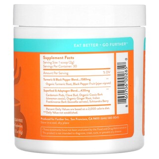 Foto 2 | Complement Further Food Superfood, Cúrcuma, 60 G - Venta Internacional.