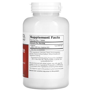 Foto 2 | Suplemento Protocol for Life Balance L-arginina 1000 Mg 120 Capsulas - Venta Internacional