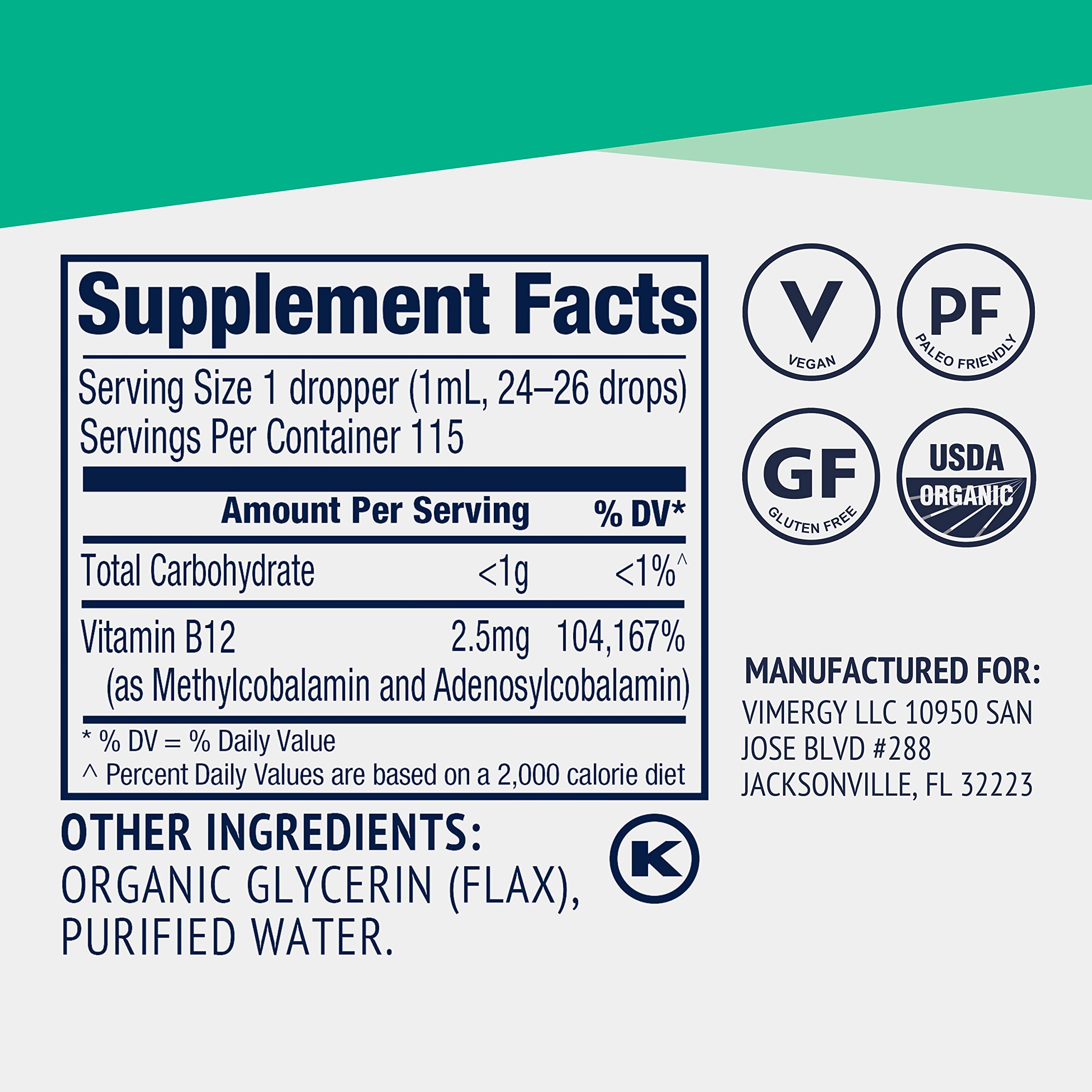 Foto 5 pulgar | Suplemento de Vitamina B12 Líquida Vimergy 2500 mcg - Venta Internacional