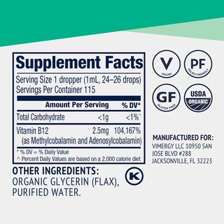 Foto 4 | Suplemento de Vitamina B12 Líquida Vimergy 2500 mcg - Venta Internacional