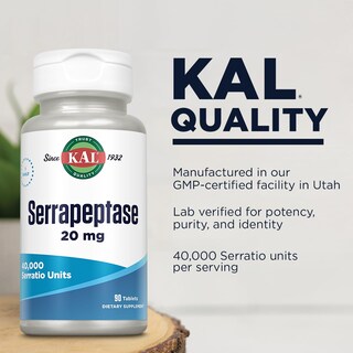 Foto 4 | Suplemento Kal Serrapeptase 20 mg 90 Comprimidos - Venta Internacional